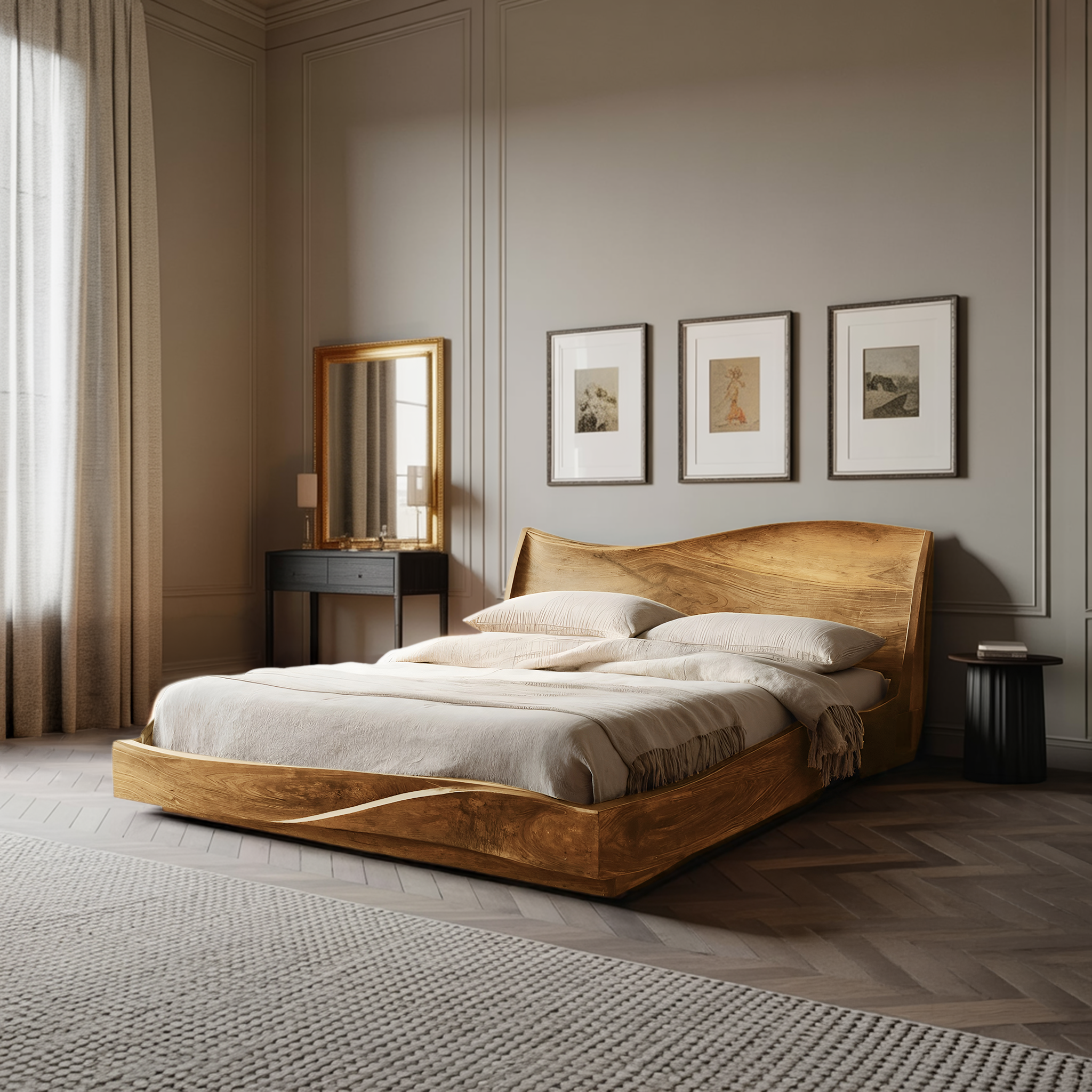 Modern Handcrafted Bed Frame For Bedroom Interiors RTTHHNWO008