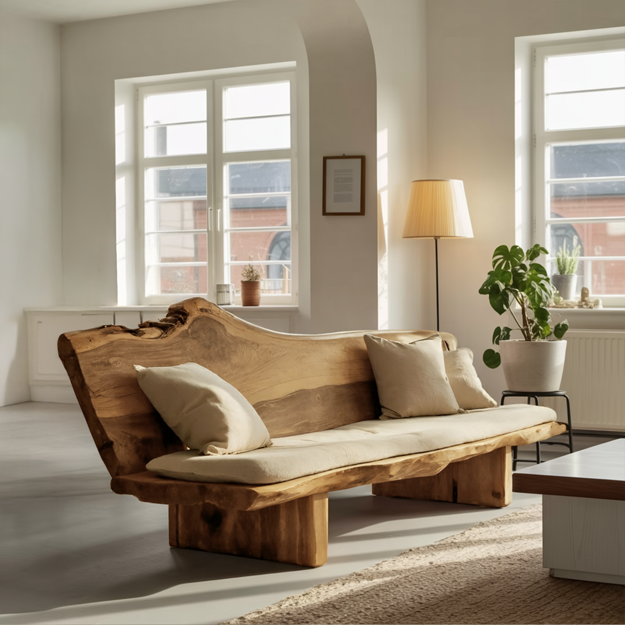 Organic Wood Sofa With Natural Edge Design For Home Decoration SITHTTSF026