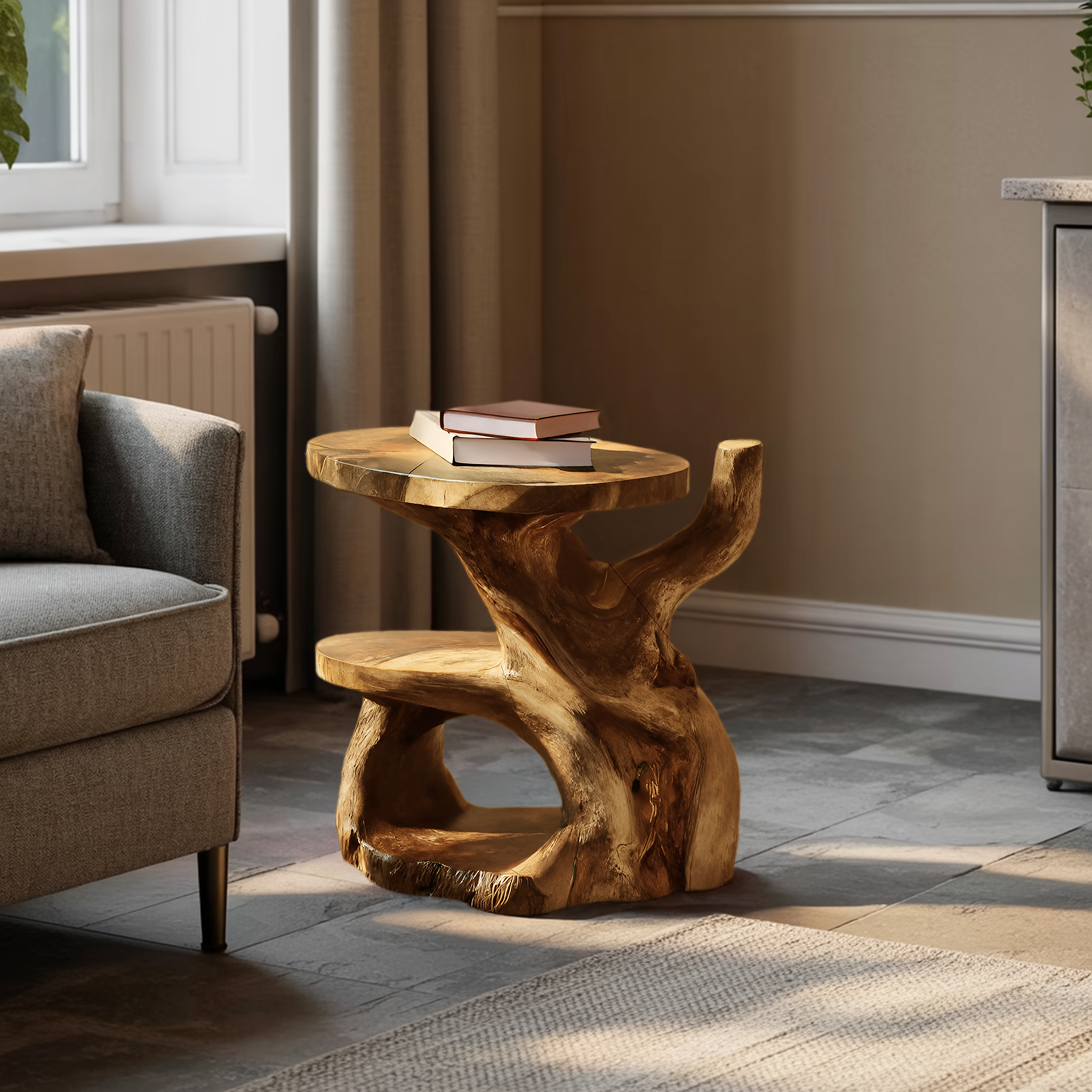 Elegant Side Table With Shelf Layered For Living Room RTTHTTSTA026