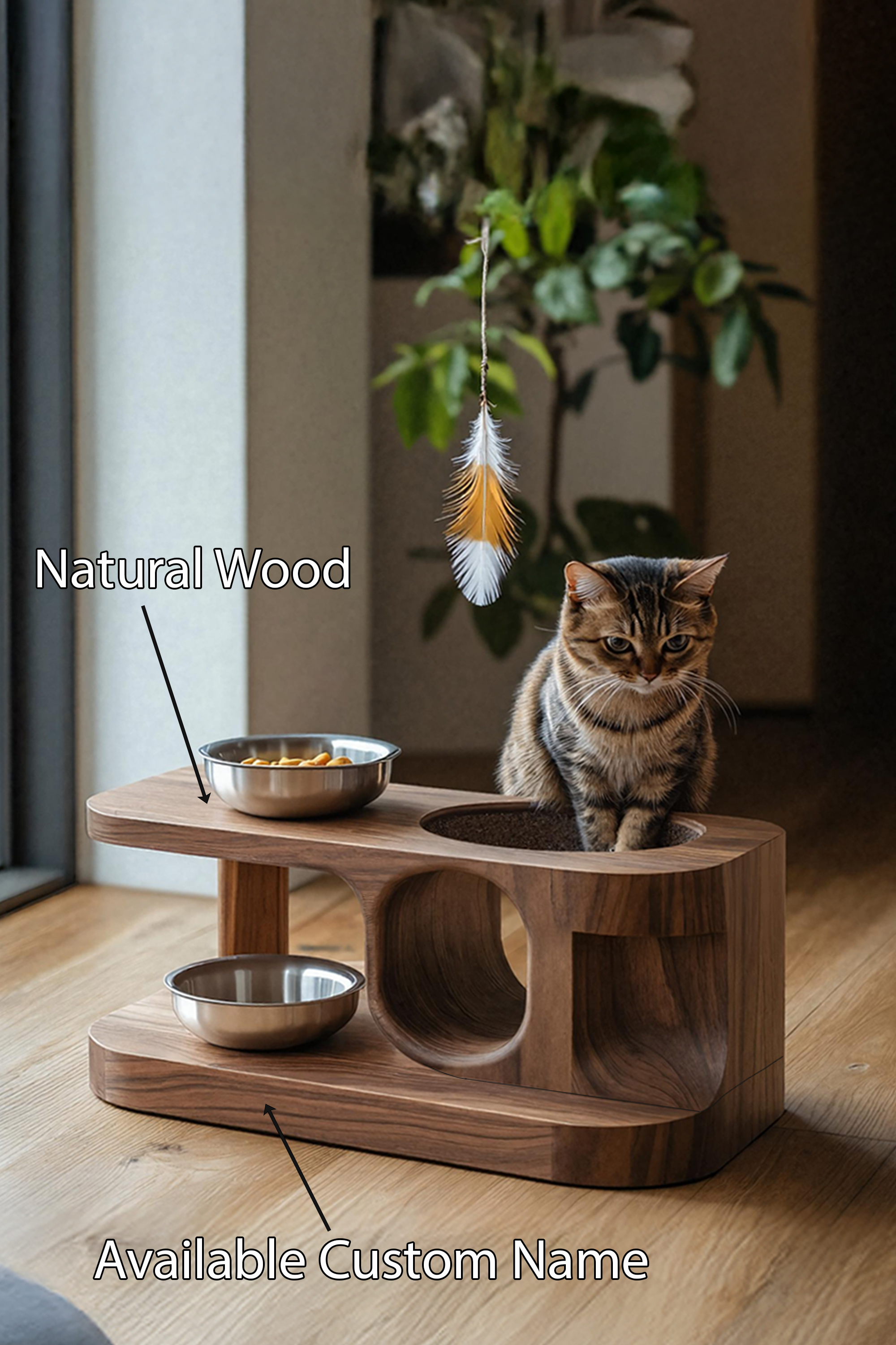 Rustic Style Dog Food Bowl Stand For Kitchen Decor SILDTTNDBS008