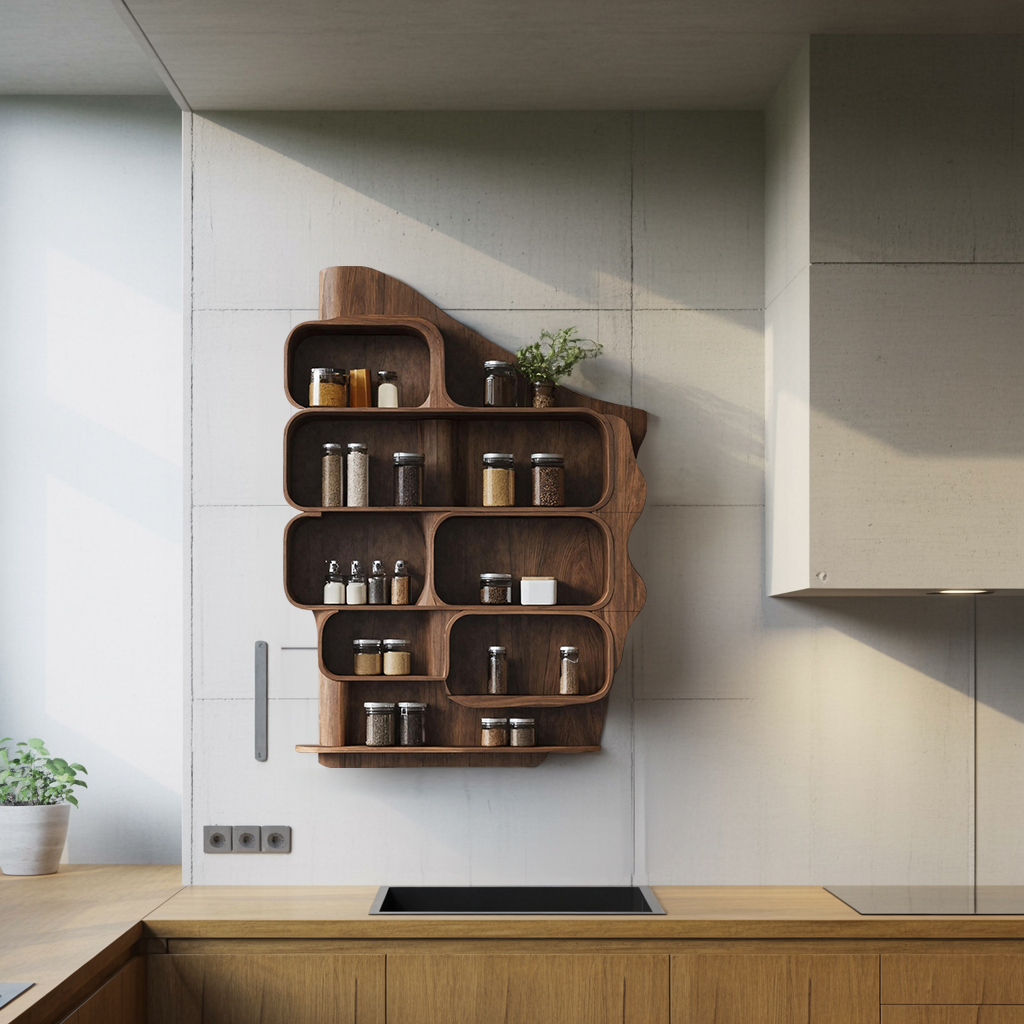 Handmade Wooden Spice Rack For Farmhouse Kitchen Wall SILDTTRSRS008