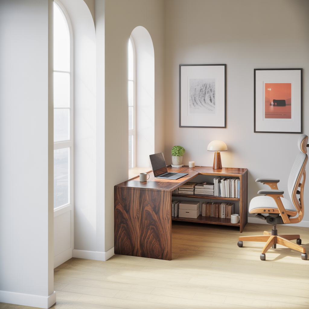 Modern L Shaped Wooden Desk With Storage For Home Office Or Study SITHTTDE018