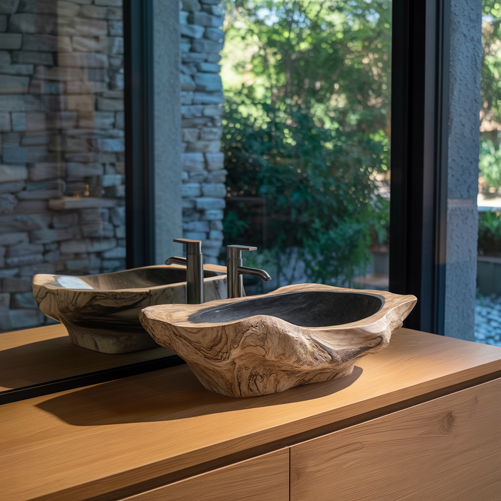 Handcrafted Solid Wood Sink For Bathroom Design Upgrade SILDTTNVS016