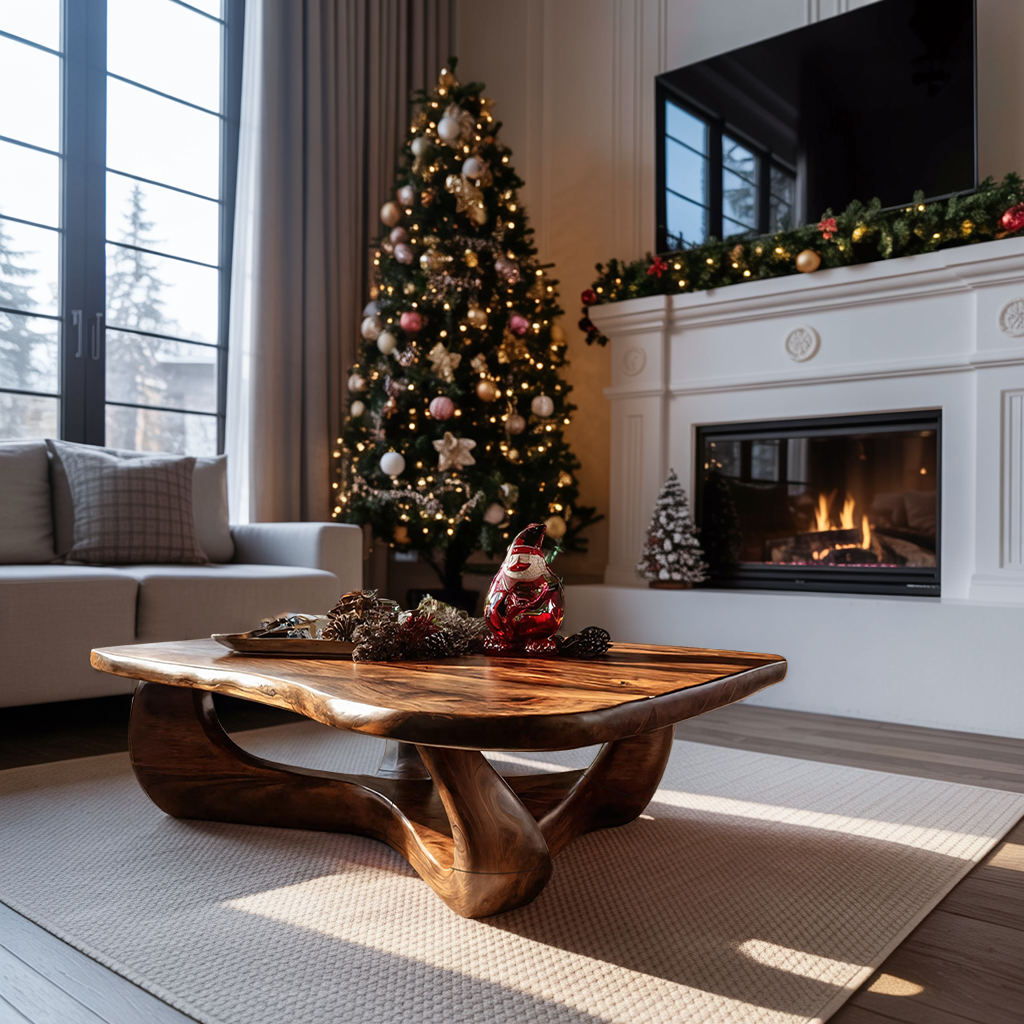 Rustic Wooden Live Edge Coffee Table For Holiday Home Furniture SILDTTRCCF017