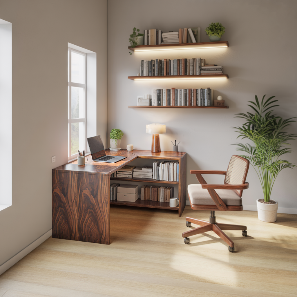 Modern L Shaped Wooden Desk With Storage For Home Office Or Study SITHTTDE018
