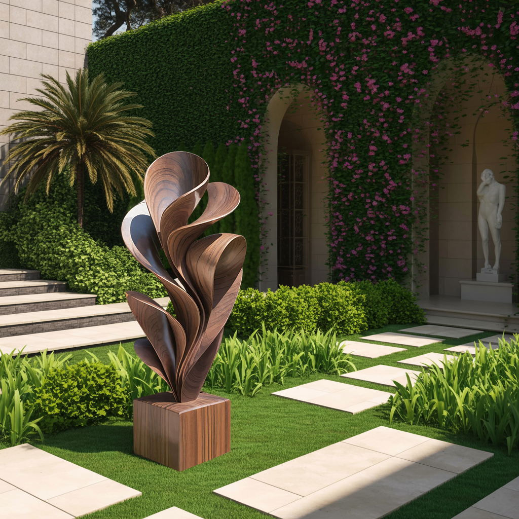 Farmhouse Solid Wood Sculpture Outdoor Garden Decoration SILDTTNAS018