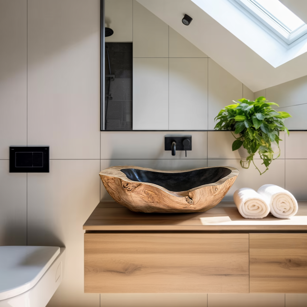 Handcrafted Wooden Vessel Sink For Bathroom Art Decor SILDTTNVS014