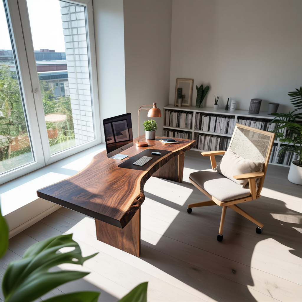 Modern Organic Curved Office Desk For Executive Or Creative Workspace SITHTTDE026