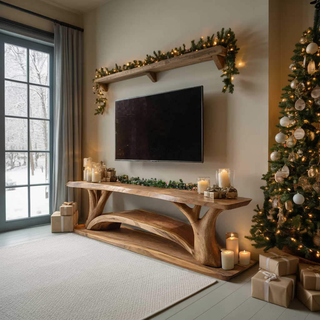 Farmhouse Solid Wood TV Console For Christmas Furniture Design SILDTTRCTV038