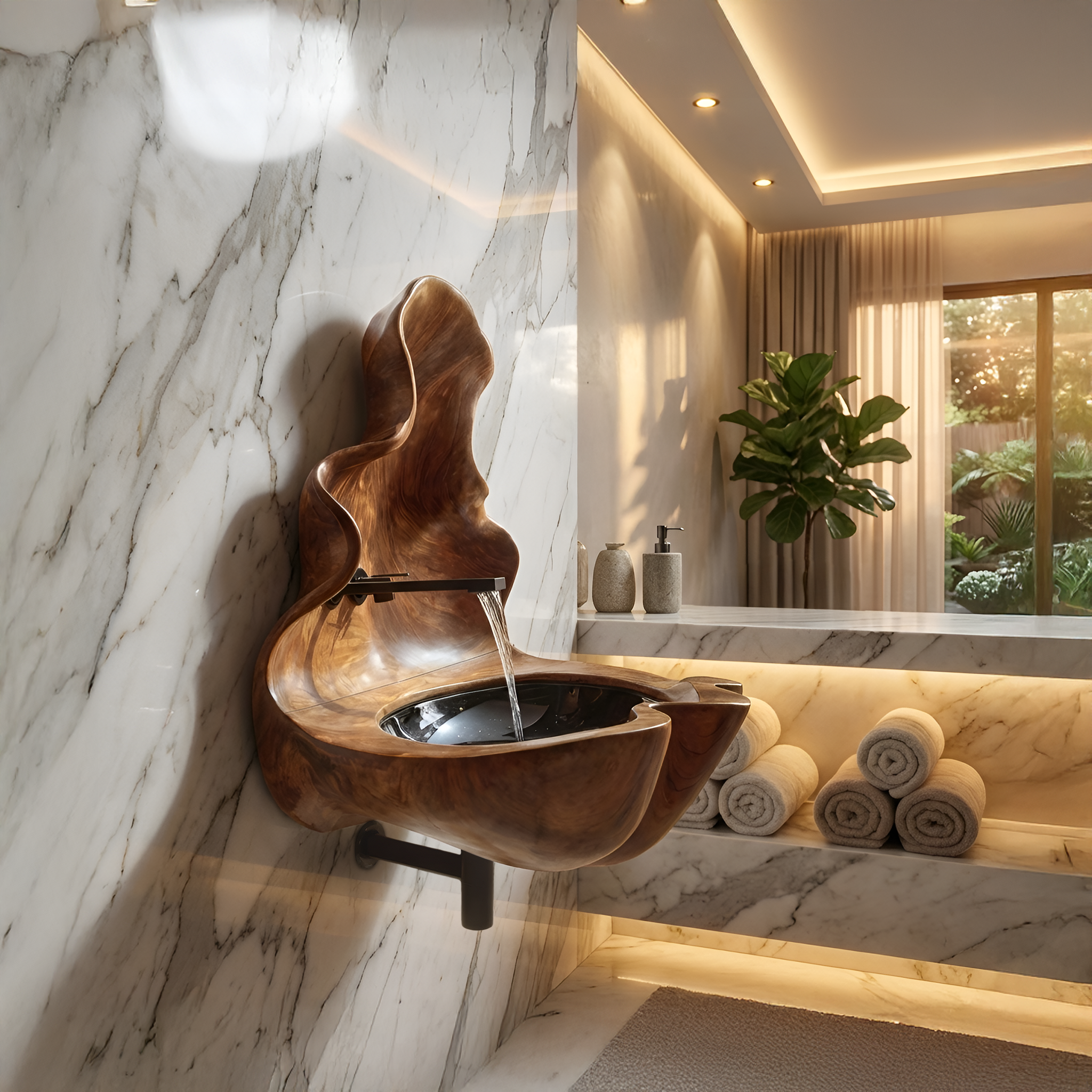 Handcrafted Wooden Live Edge Wood Basin For Artistic Furniture Decor SILDTTRVS042