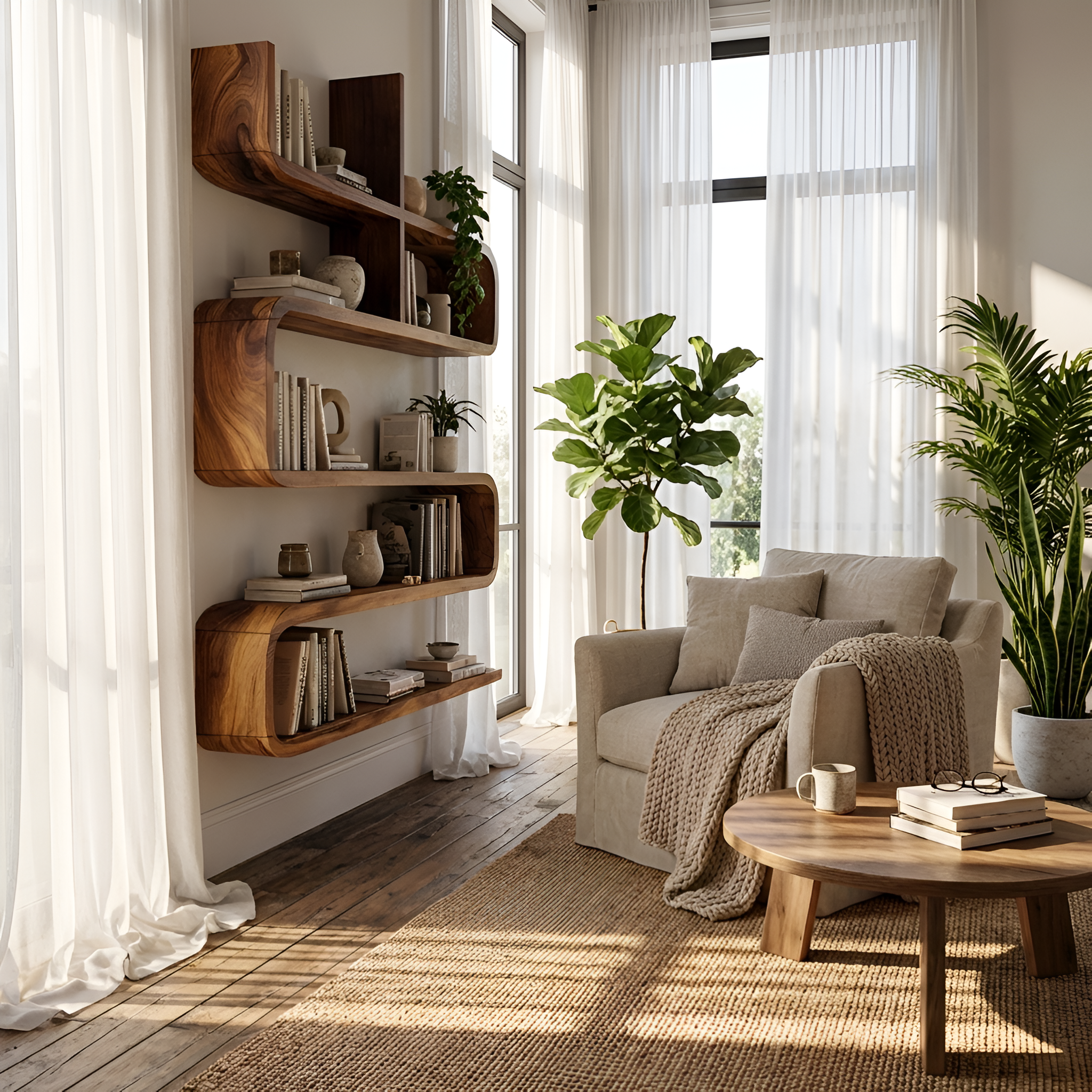 Modern Natural Wood Display Shelf For Living Room Wall Decor SILDTTRWMS028