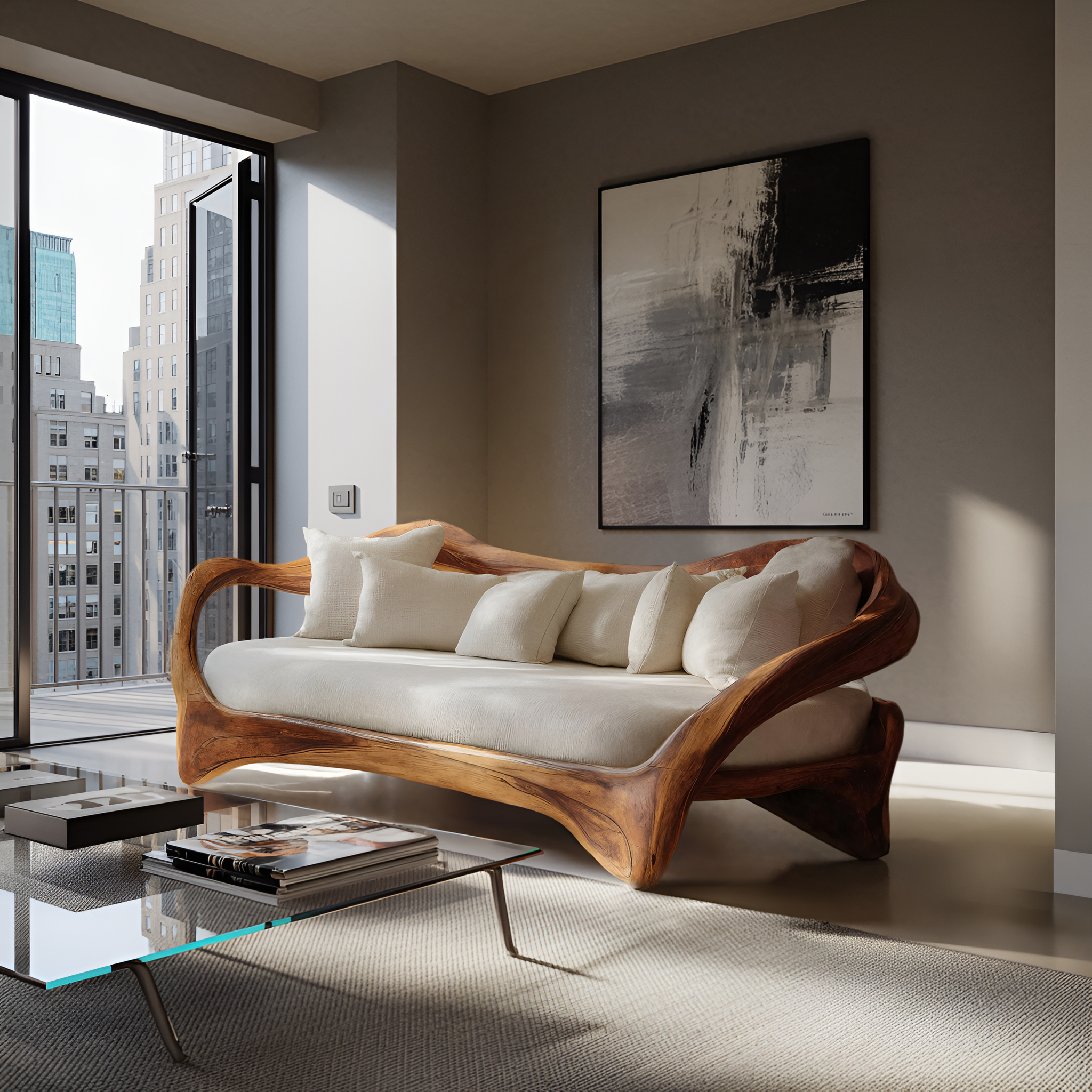Organic Curved Sofa For Living Room Decor RTTHHNSFA006