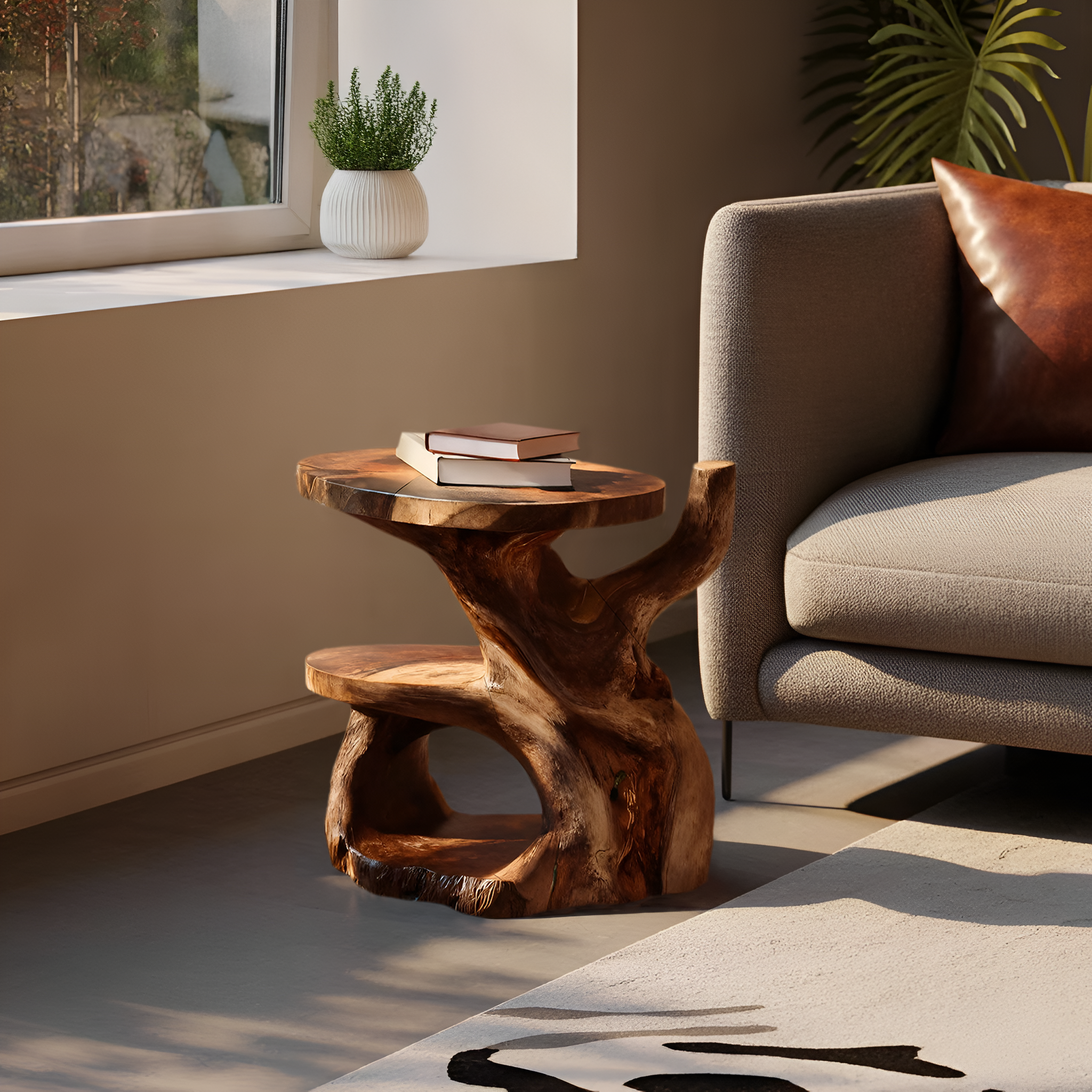 Elegant Side Table With Shelf Layered For Living Room RTTHTTSTA026