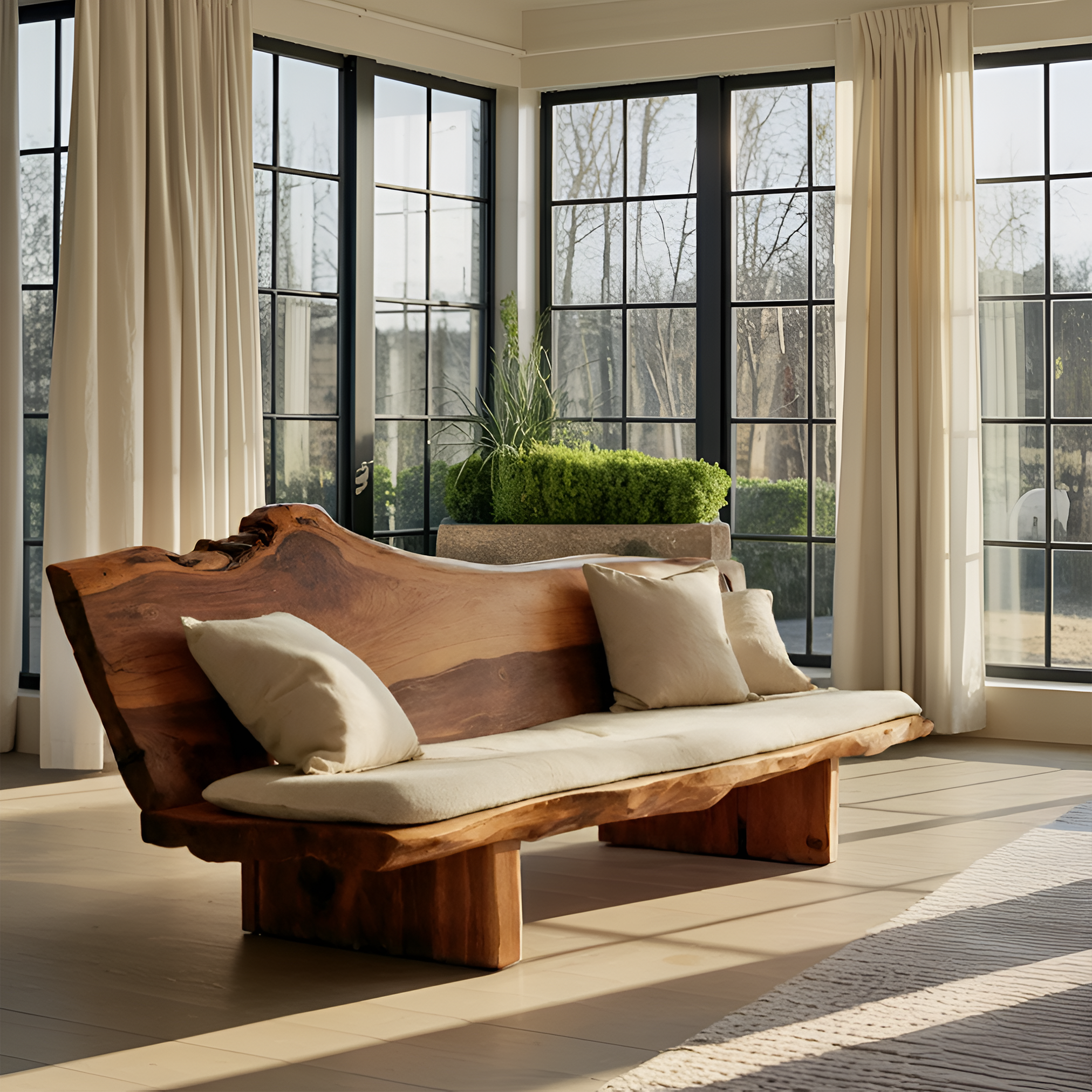 Organic Wood Sofa With Natural Edge Design For Home Decoration SITHTTSF026