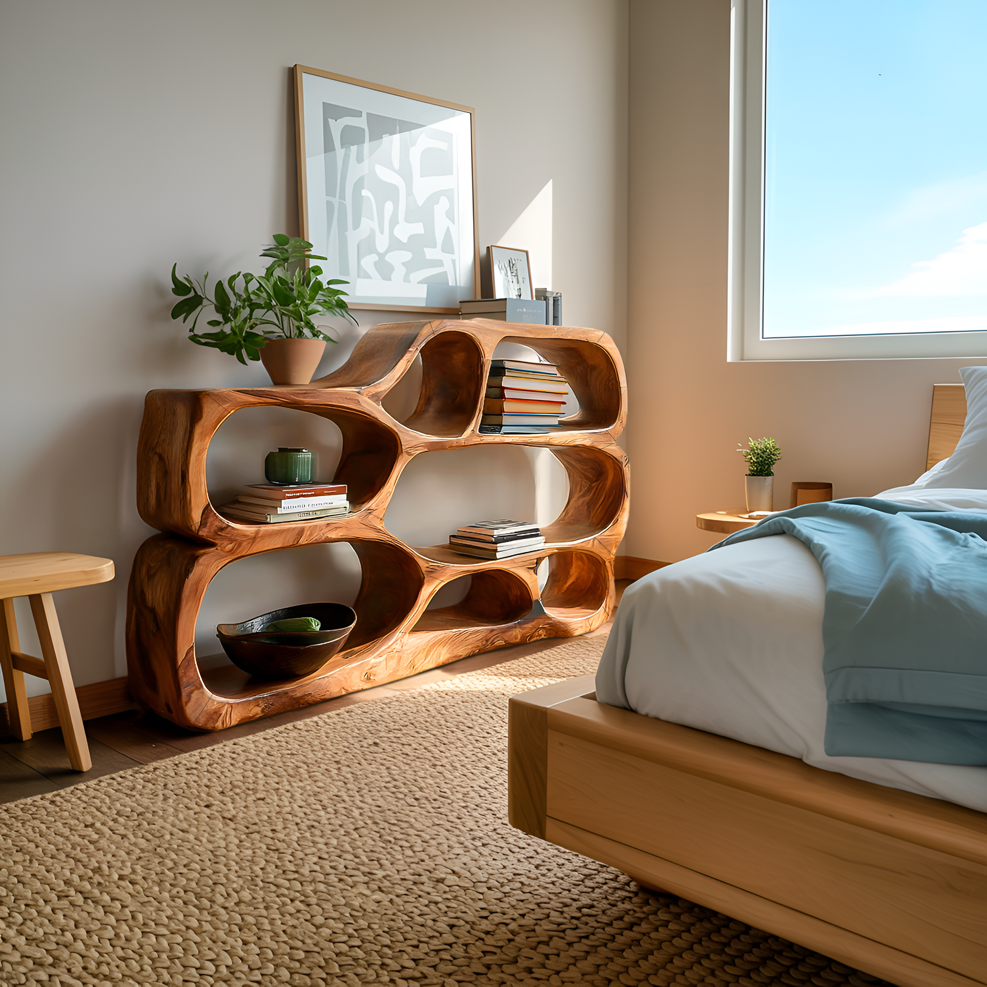 Artistic Curved Bookshelf For Living Room Styling RTTHTTBS043