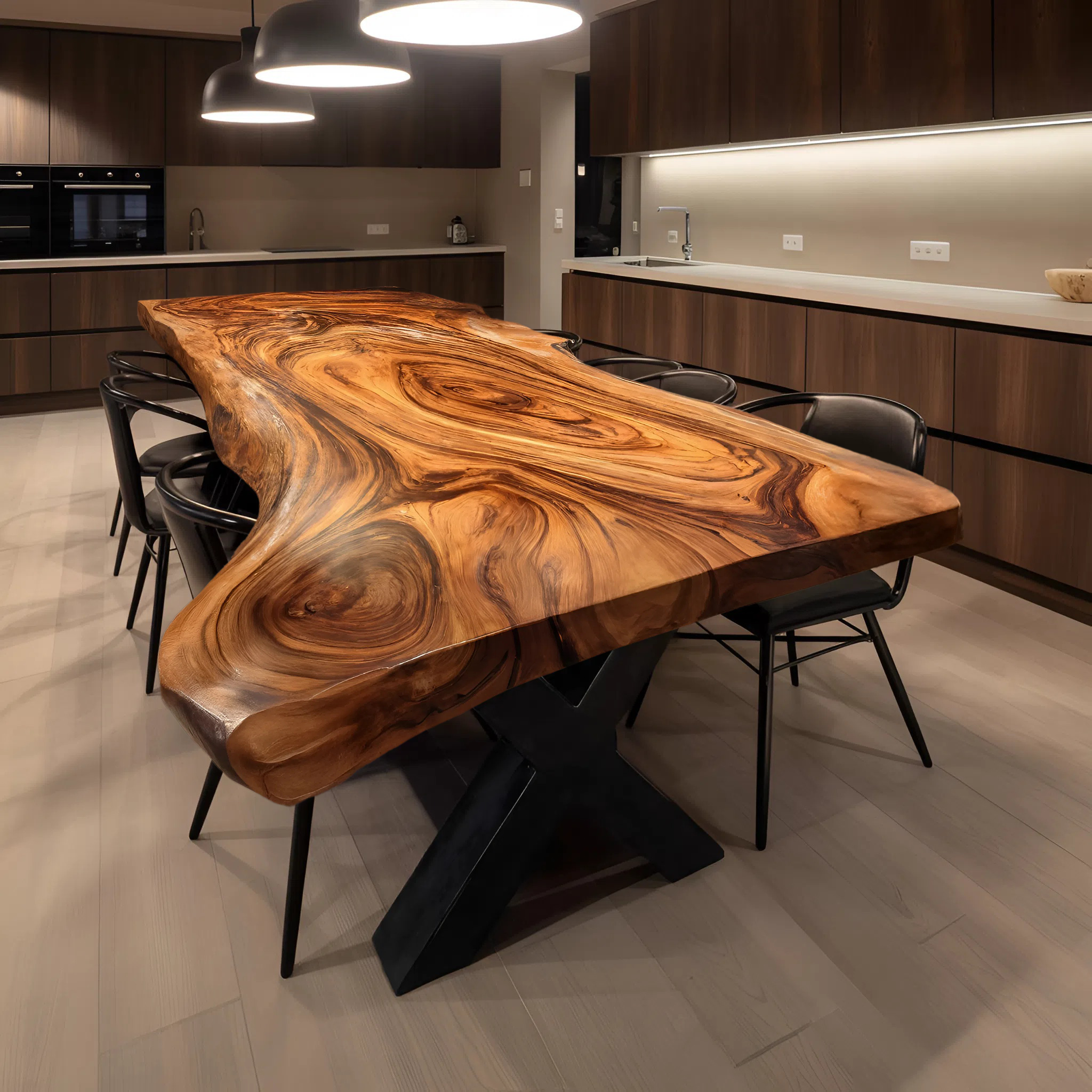 Dining Room Farmhouse Live Edge Dining Table Rustic Wood SILDTTRDN022