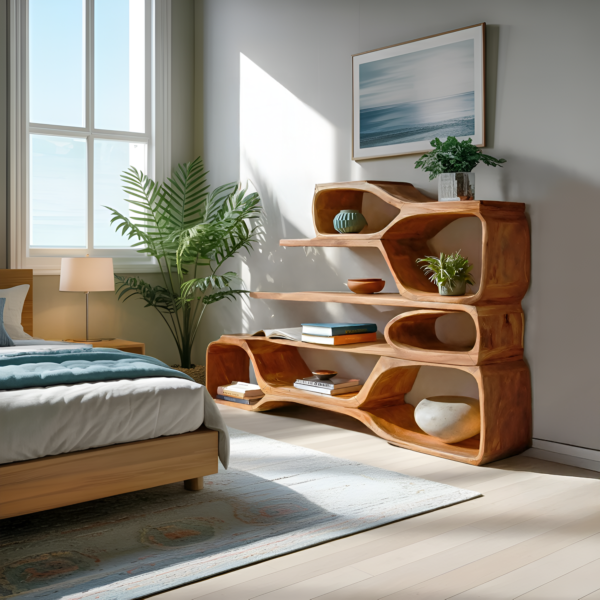 Curved Sculptural Bookshelf For Home Decor RTTHTTBS045