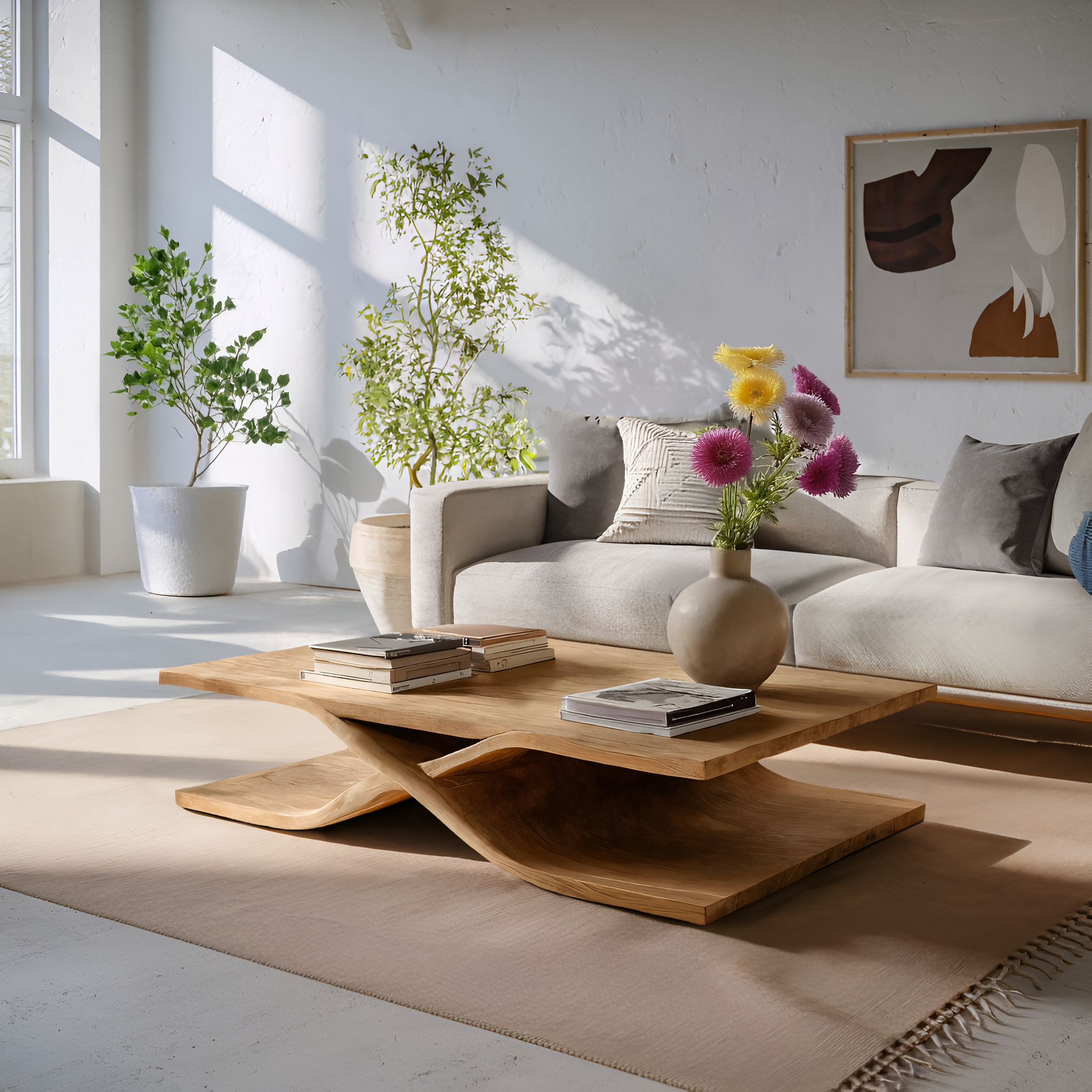 Modern Coffee Table Curved Layered Design For Living Room RTTHHNCF056