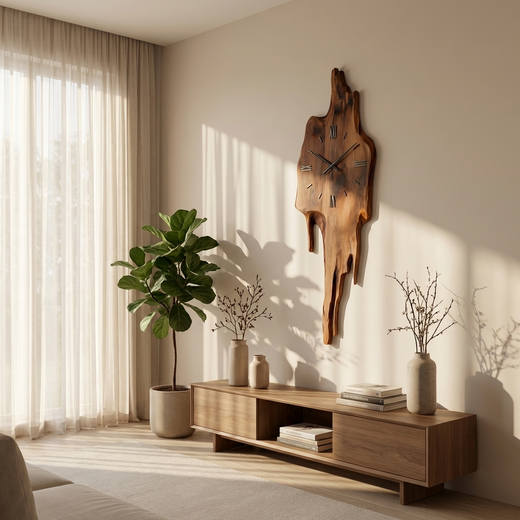 Artistic Wall Clock With Floating Edge For Living Room SITHTTWAC003