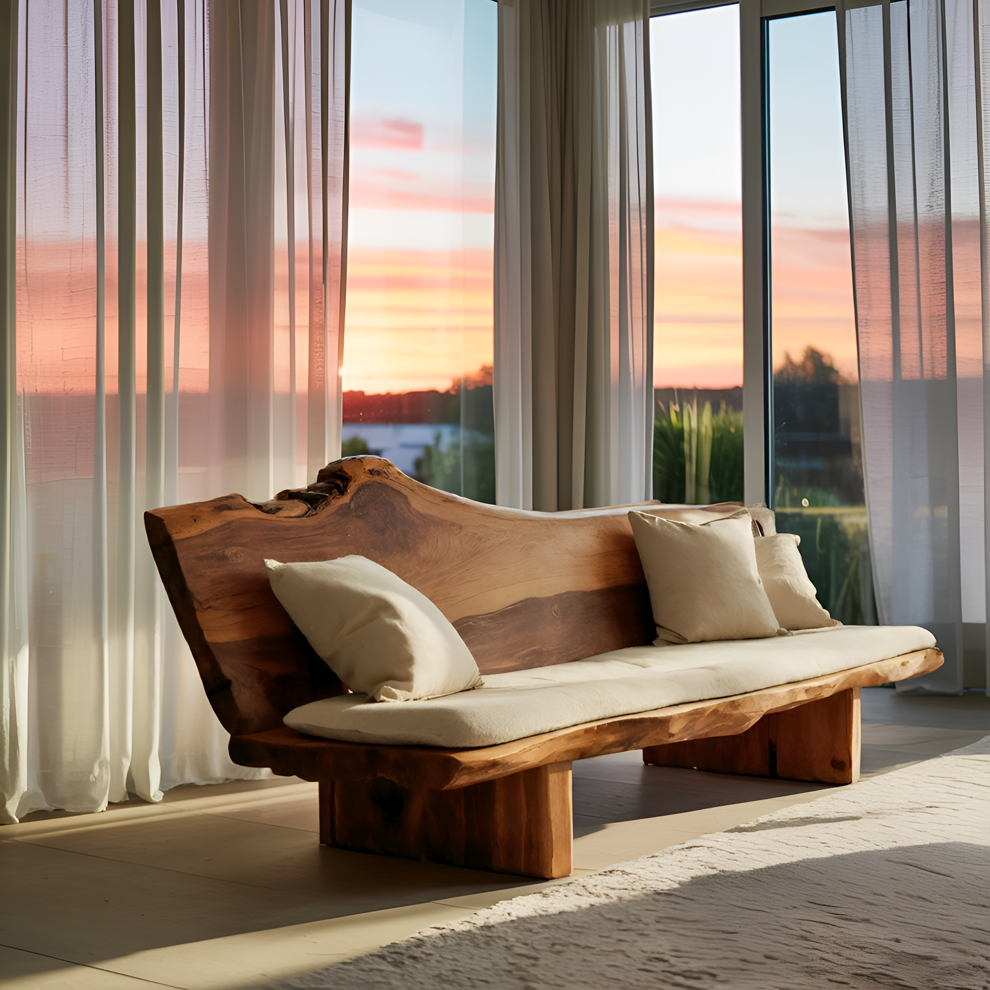Organic Wood Sofa With Natural Edge Design For Home Decoration SITHTTSF026