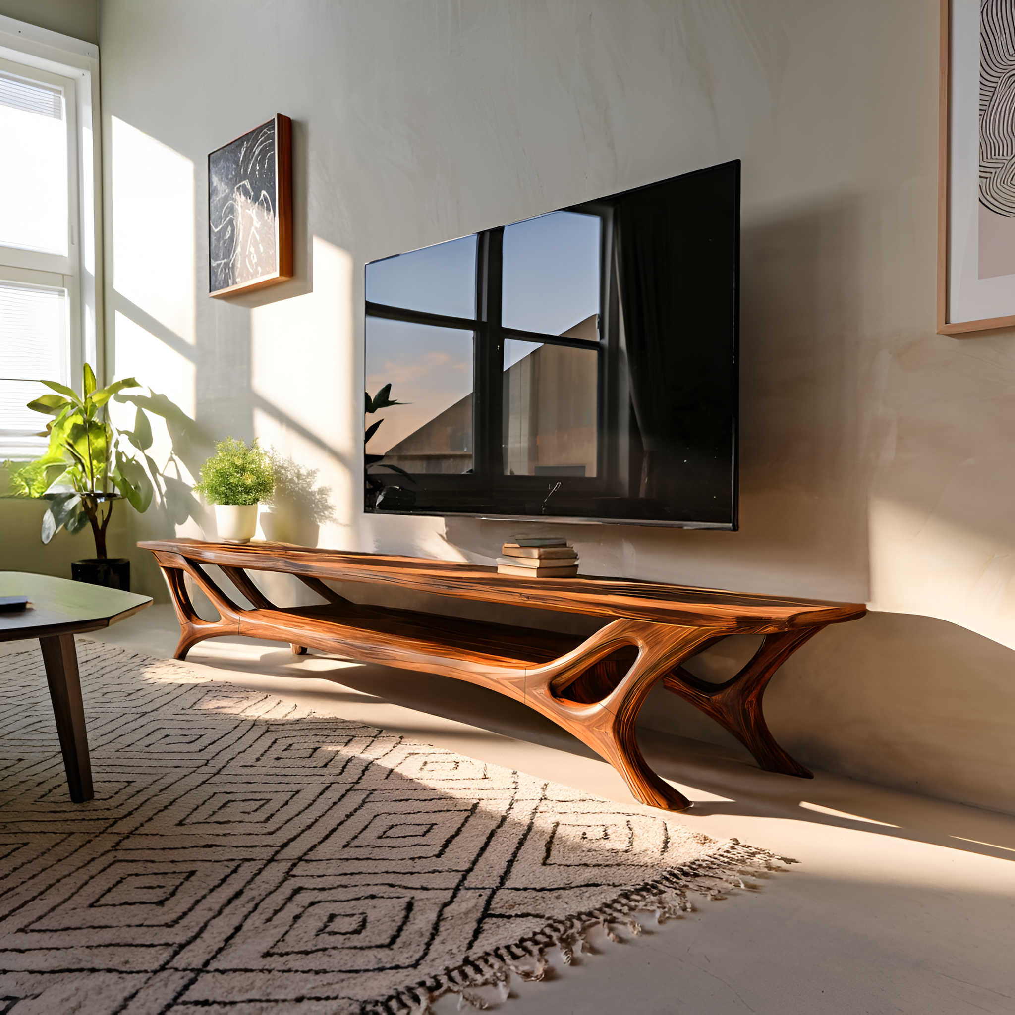 Curved TV Stand For Contemporary Living Room Furniture RTTHTTTVC056