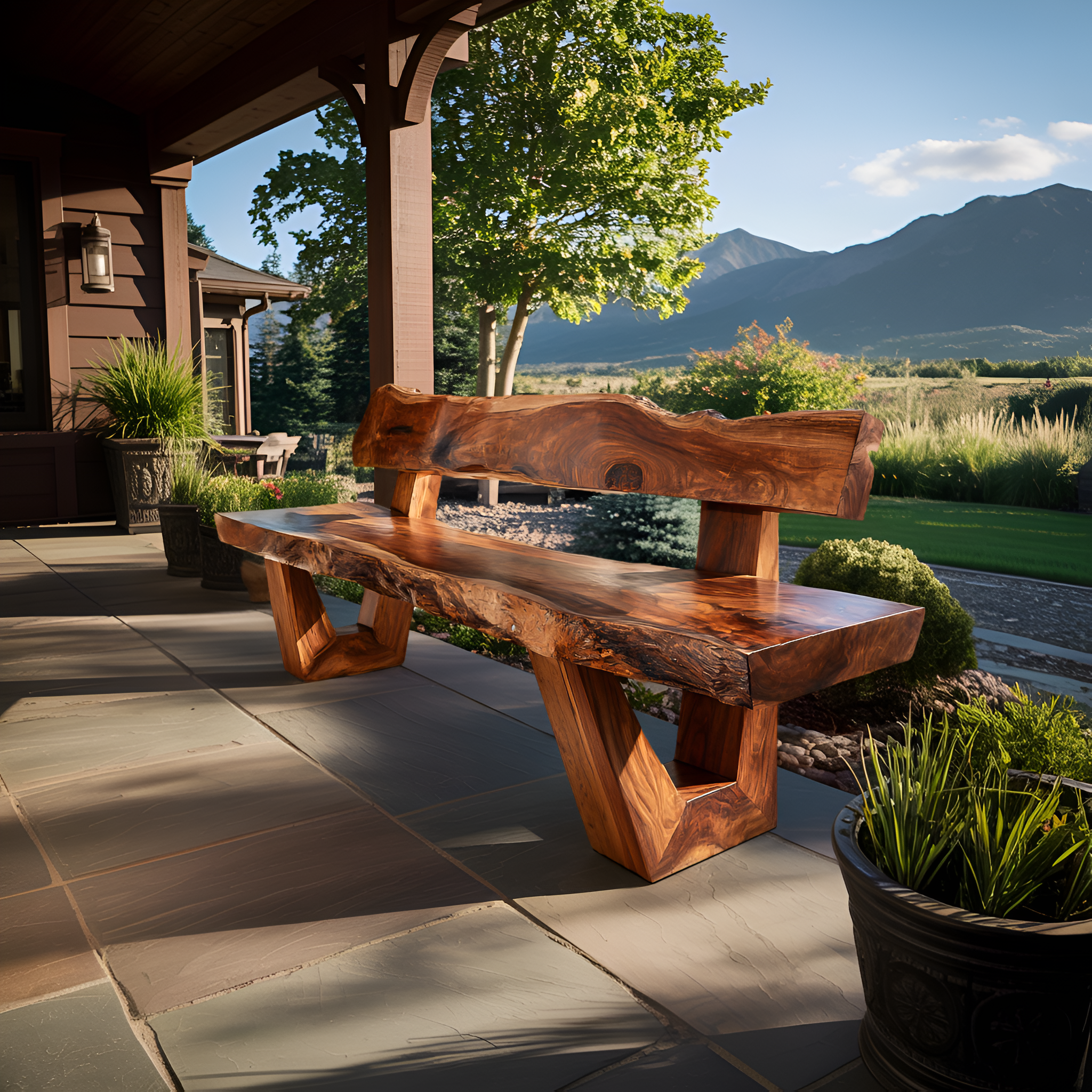Modern Outdoor Wood Bench For Exterior Seating RTTHTTGDB029