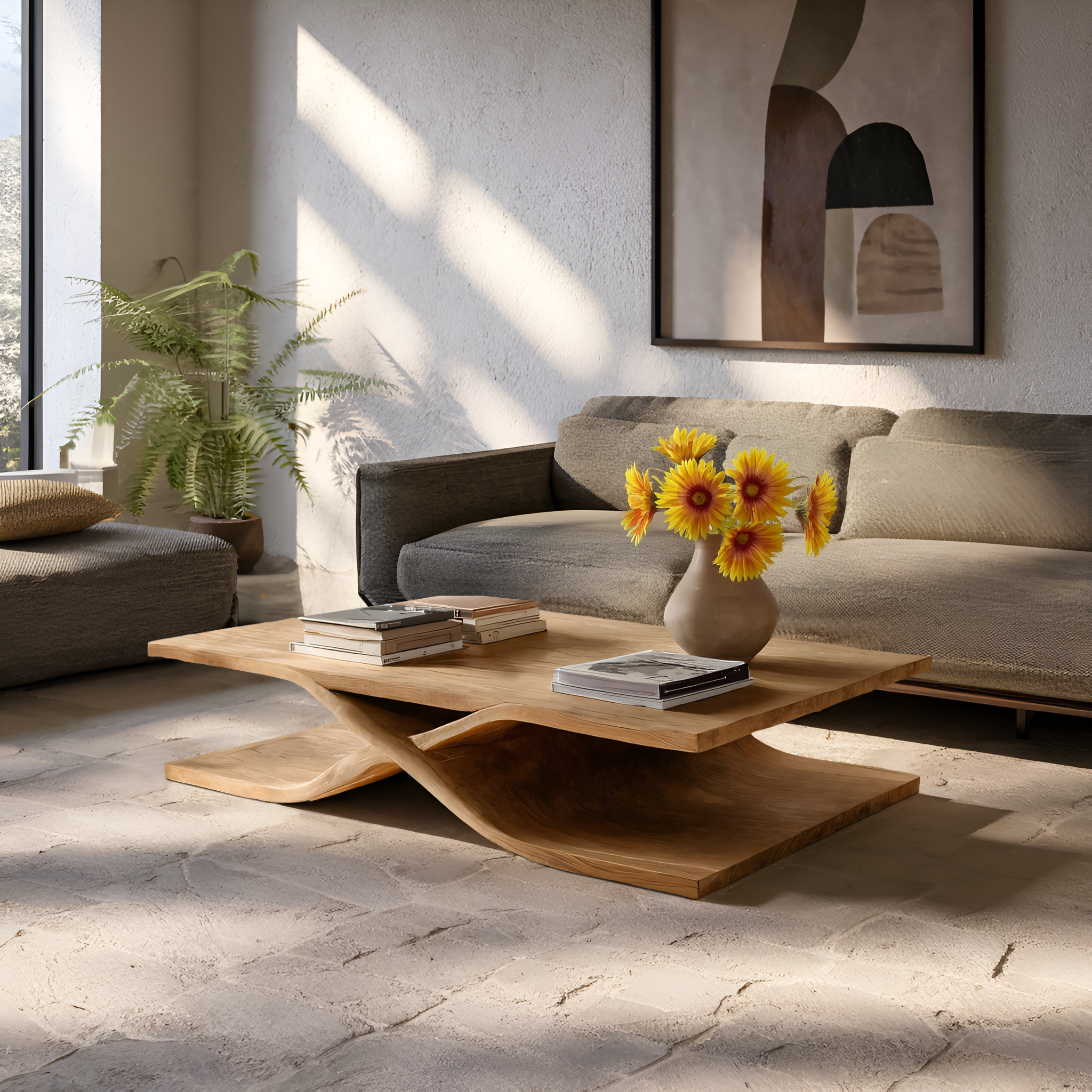 Modern Coffee Table Curved Layered Design For Living Room RTTHHNCF056