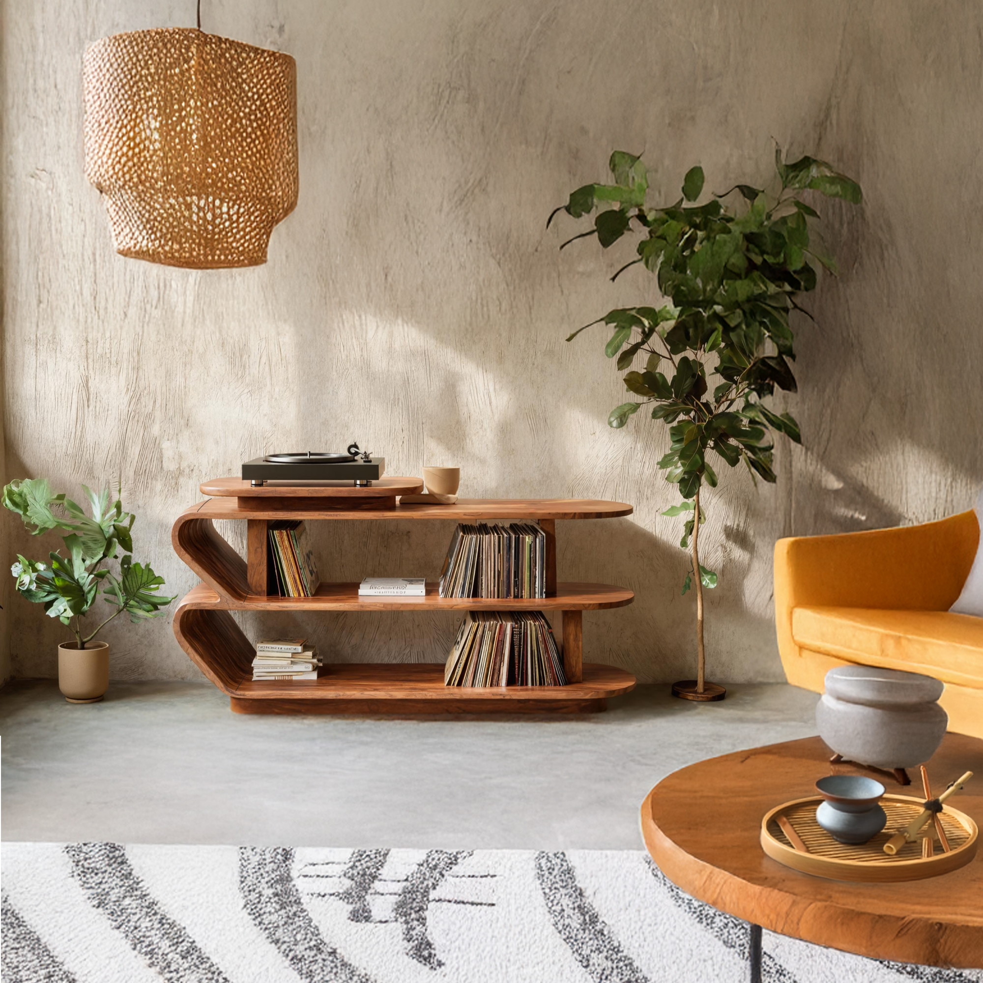 Handcrafted Wood Media Console For Entryway Design SILDTTRRPT023