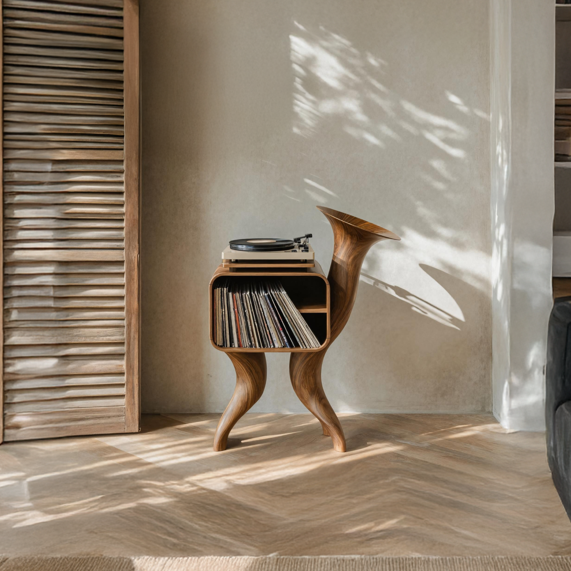 Rustic Wood Record Stand For Bedroom Organization SILDTTRRPT013