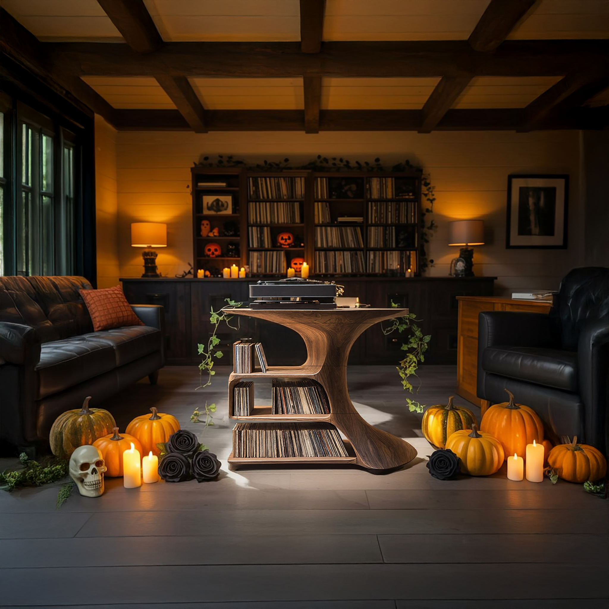 Modern Wooden Live Edge Record Stand For Bedroom Halloween Ideas SILDTTRHRS004