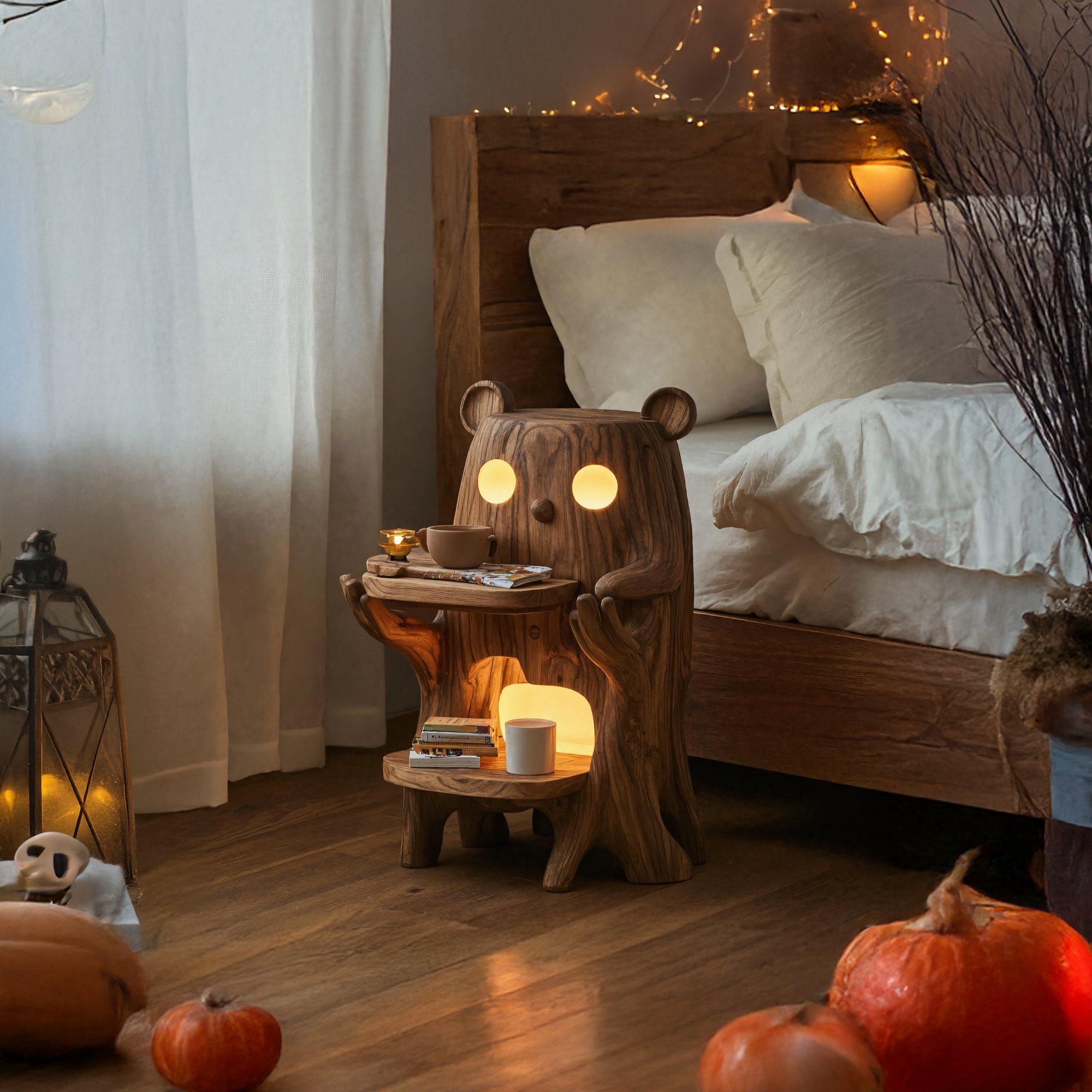 Handcrafted Wood Side Table For Bedroom Functionality SILDTTRNS013