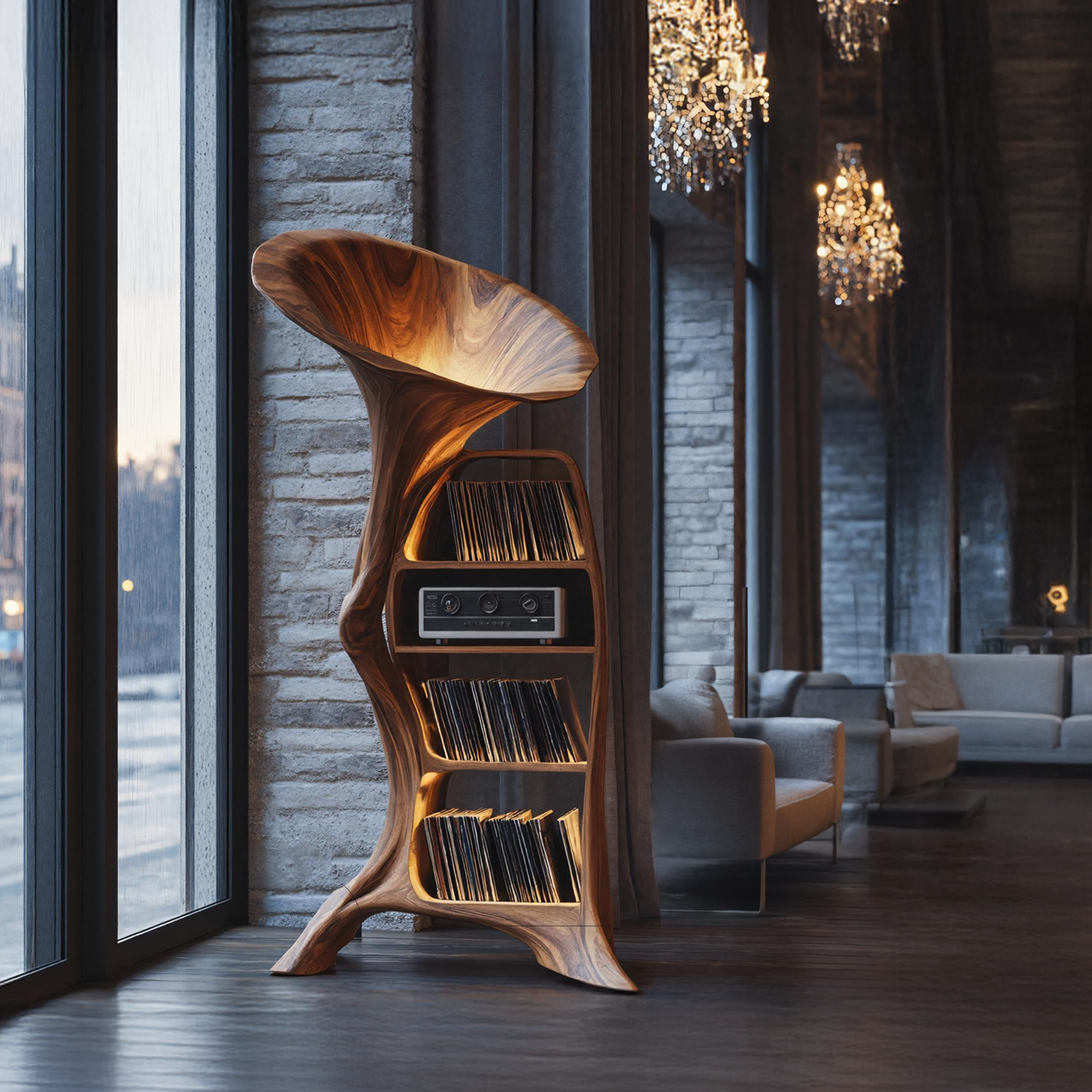 Handcrafted Wood Record Player Stand For Entryway SILDTTRRPT003