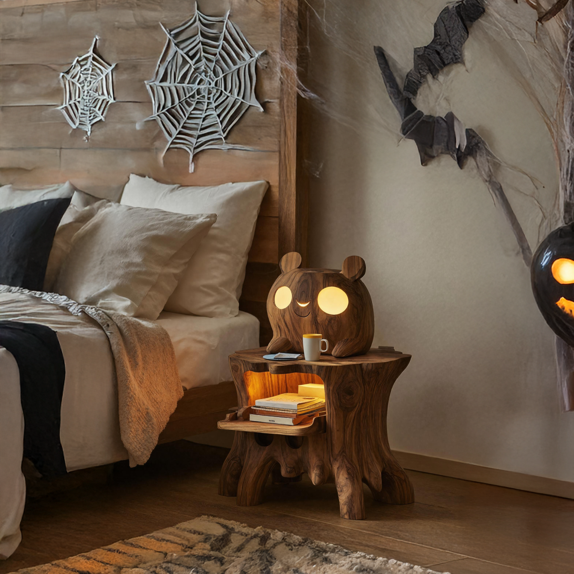 Rustic Wooden Side Table For Modern Bedroom Interior SILDTTRNS015
