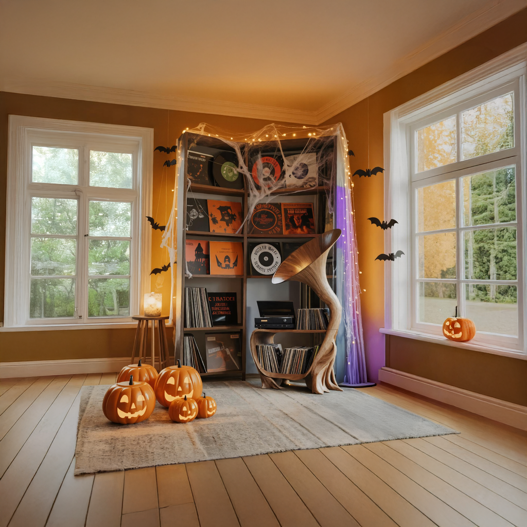 Farmhouse Solid Wood Record Stand For Bedroom Halloween Furniture SILDTTRHRS002
