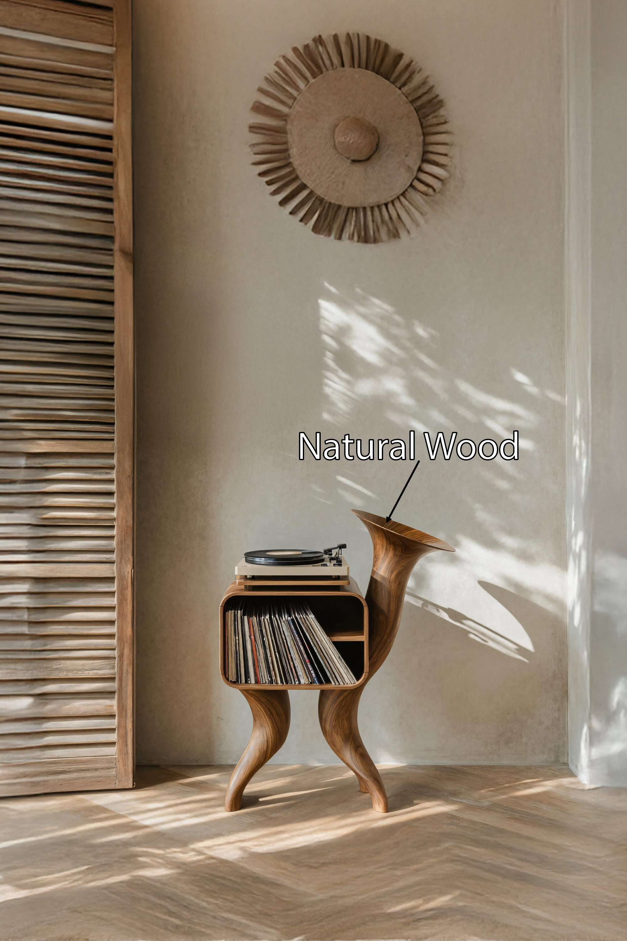 Rustic Wood Record Stand For Bedroom Organization SILDTTRRPT013