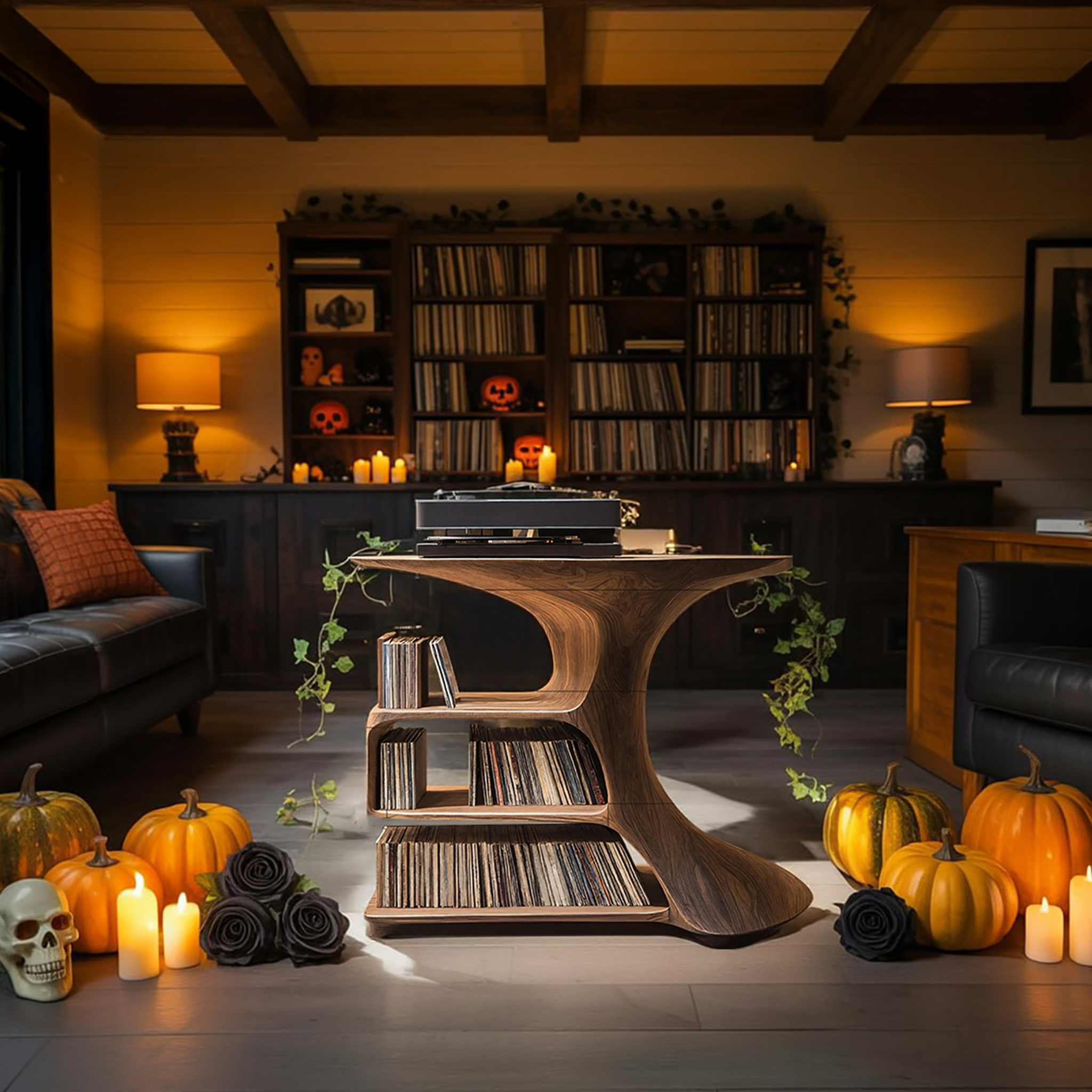 Modern Wooden Live Edge Record Stand For Bedroom Halloween Ideas SILDTTRHRS004
