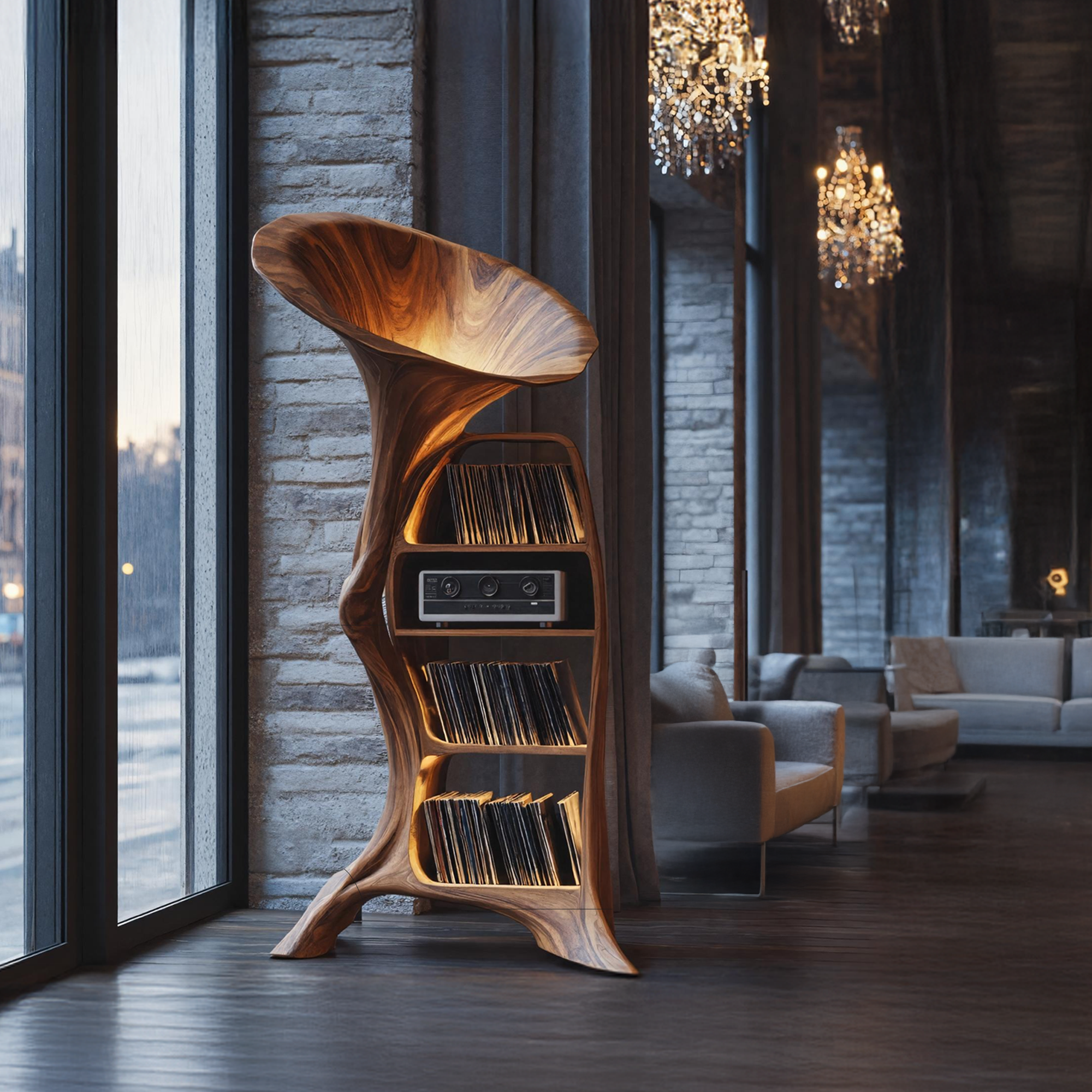 Handcrafted Wood Record Player Stand For Entryway SILDTTRRPT003