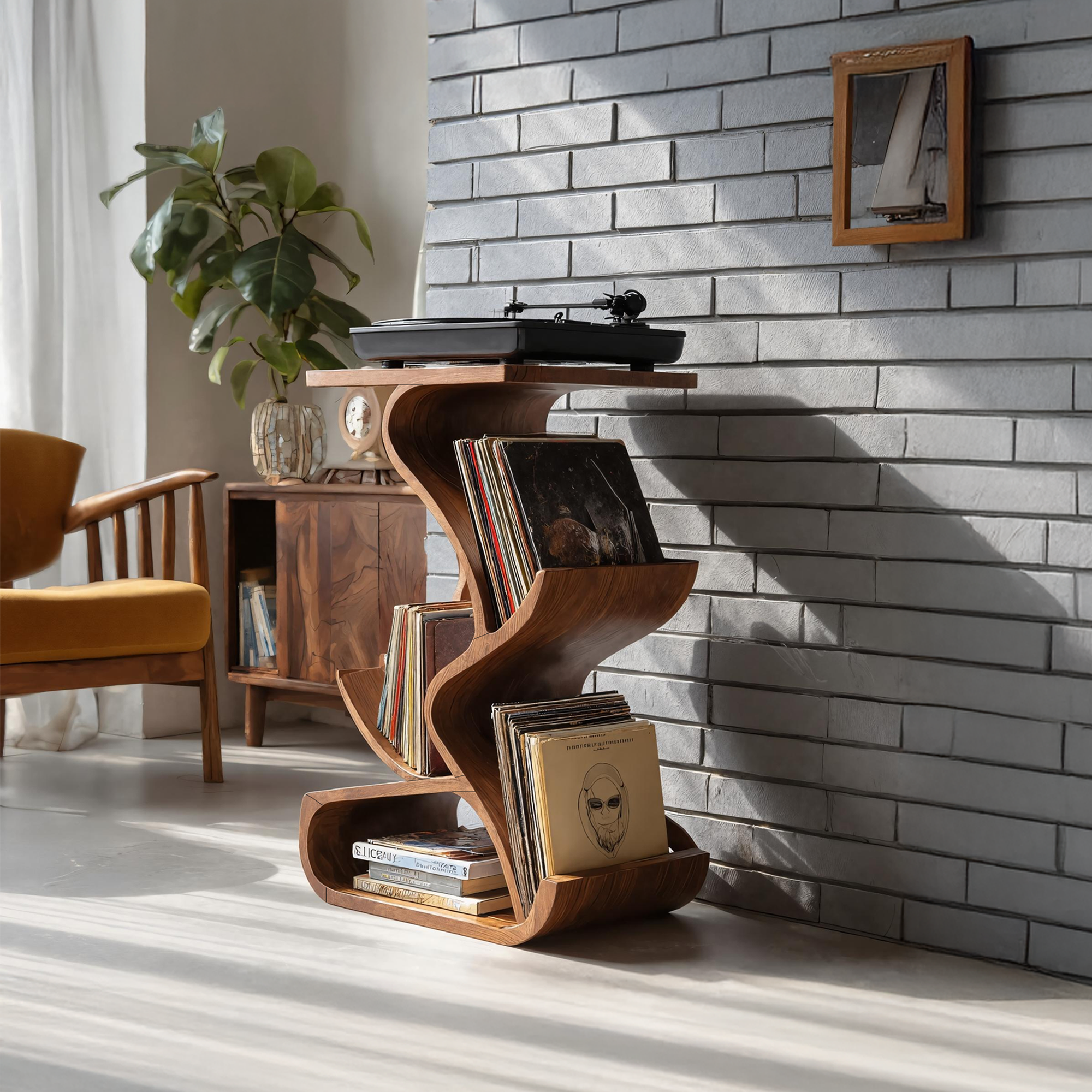 Handcrafted Record Stand With Storage For Furniture SILDTTRRPT035