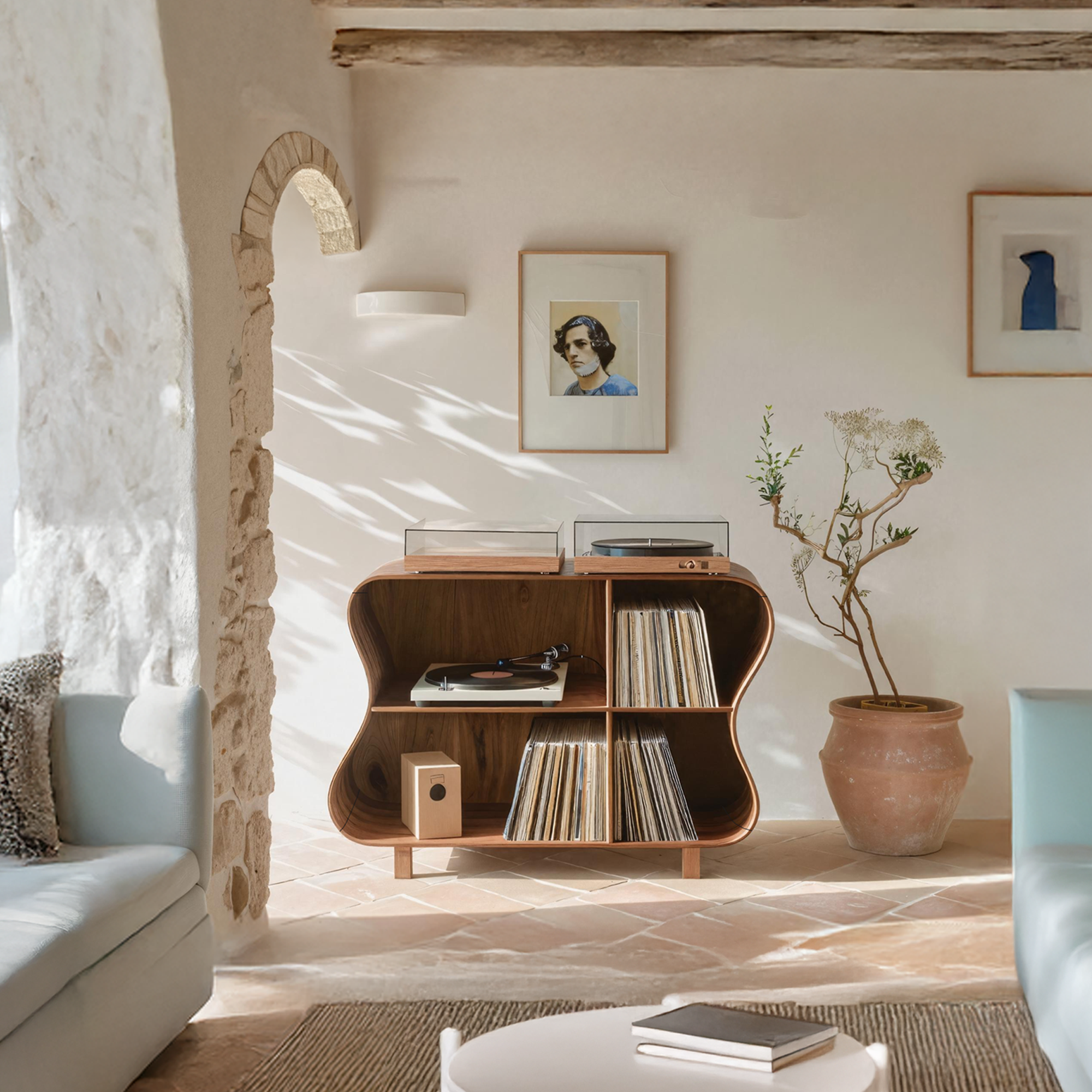 Rustic Wooden Vinyl Storage For Bedroom Display SILDTTRRPT021