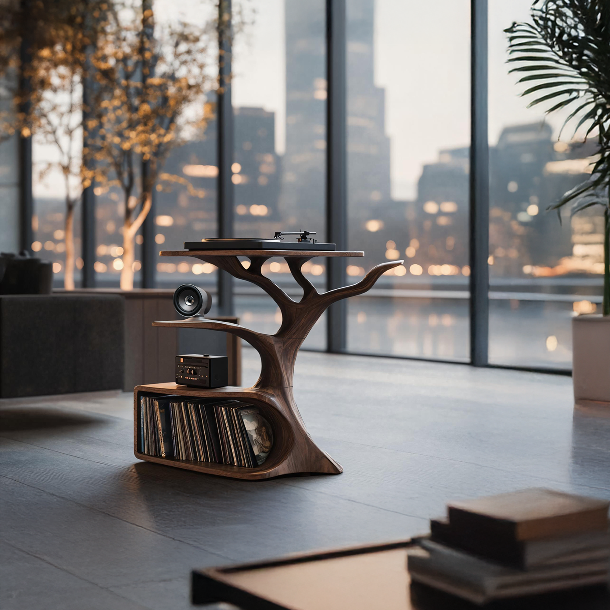 Rustic Record Player Table For Furniture And Audio SILDTTRRPT025