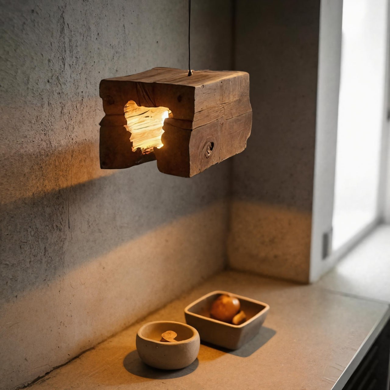 Rustic Pendant Light And Natural Log Lighting For Living Room Dining Room And Kitchen SITHLAM005