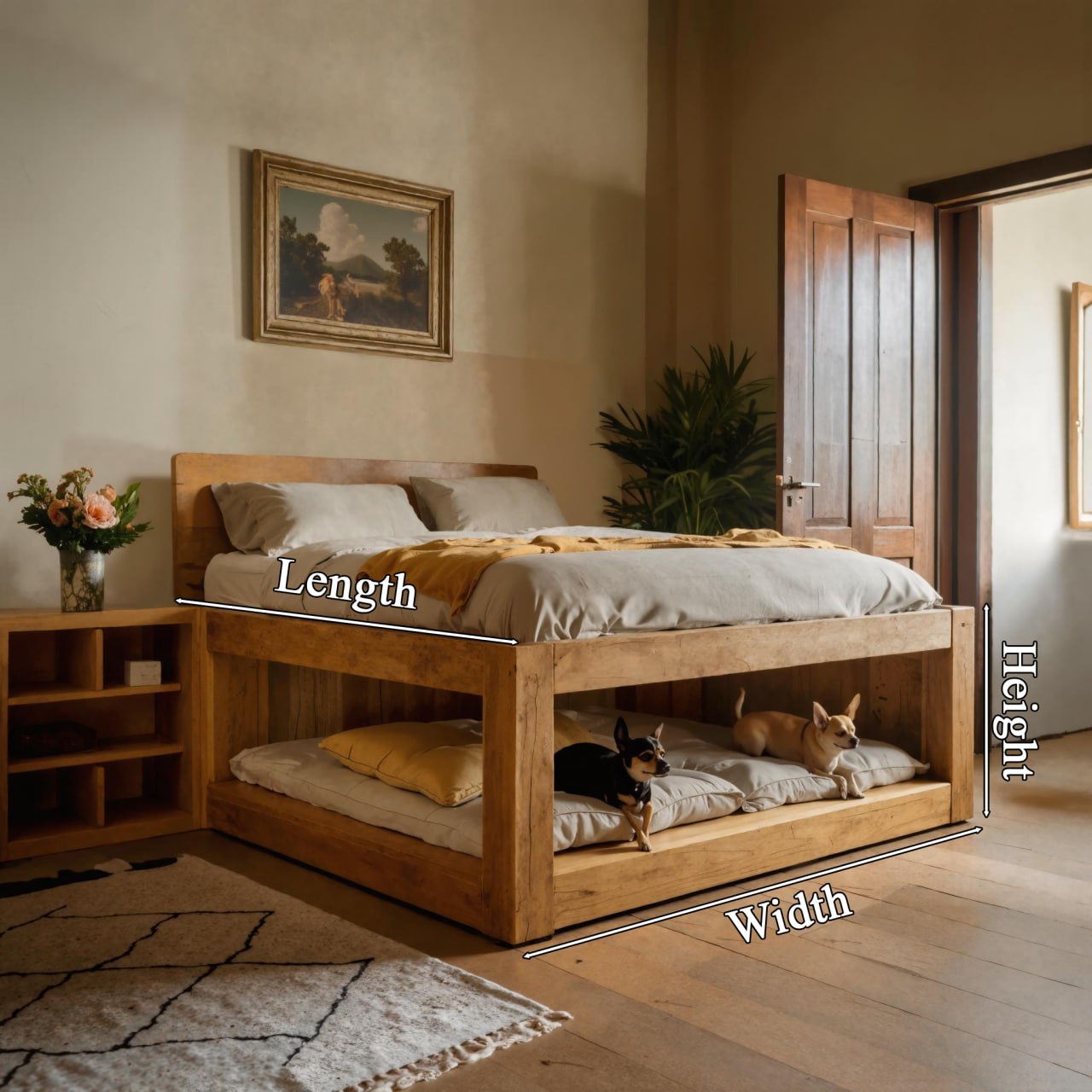 Minimalist Bed Frame With Built In Pet Sleeping Space For Bedroom SITHWO002