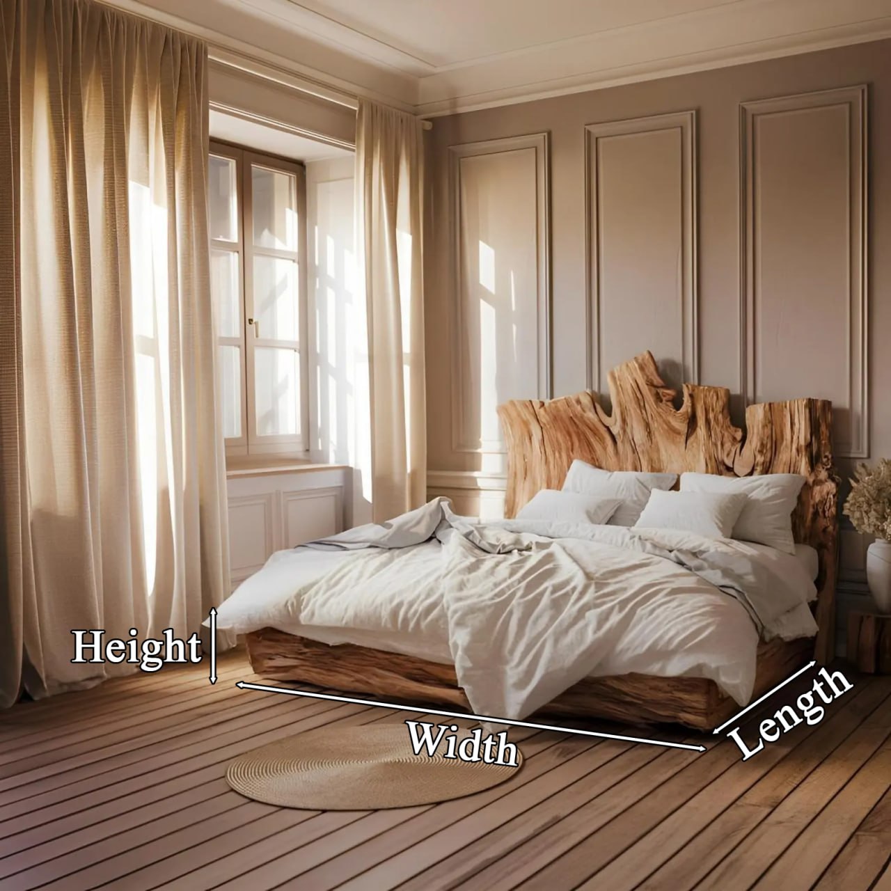 Rustic Live Edge Bed Frame For Master Bedroom SITHWO003