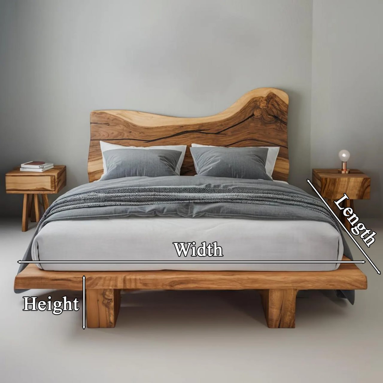 Rustic Bed Frame With Live Edge Design For Bedroom SITHWO007