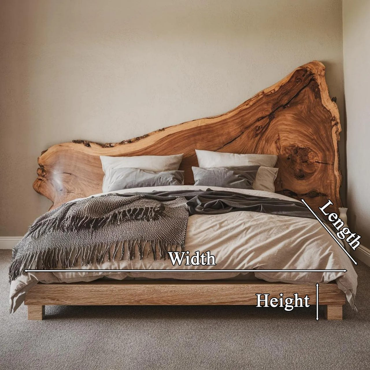 Rustic Live Edge Bed Frame For Bedroom SITHWO009