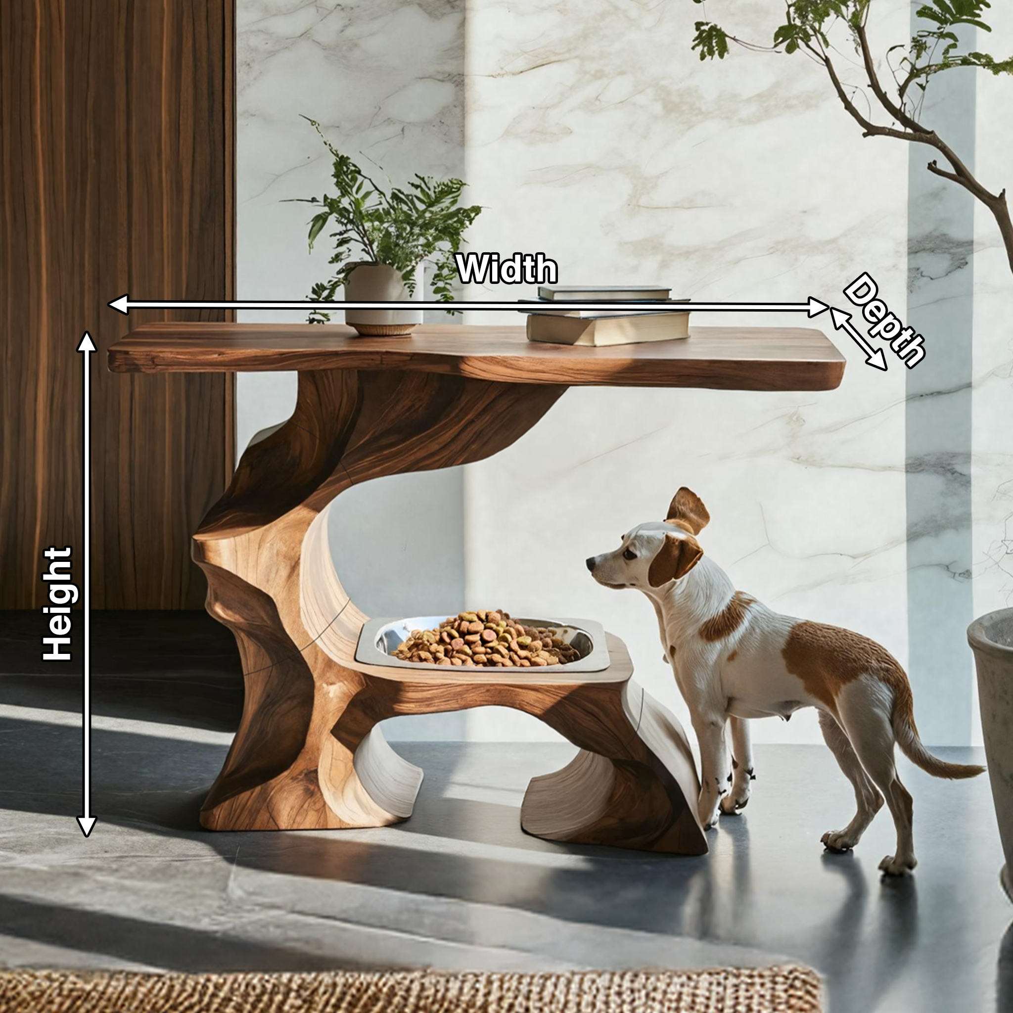 Farmhouse Style Wooden Dog Bowl For Pet Feeding SILDTTNDBS011