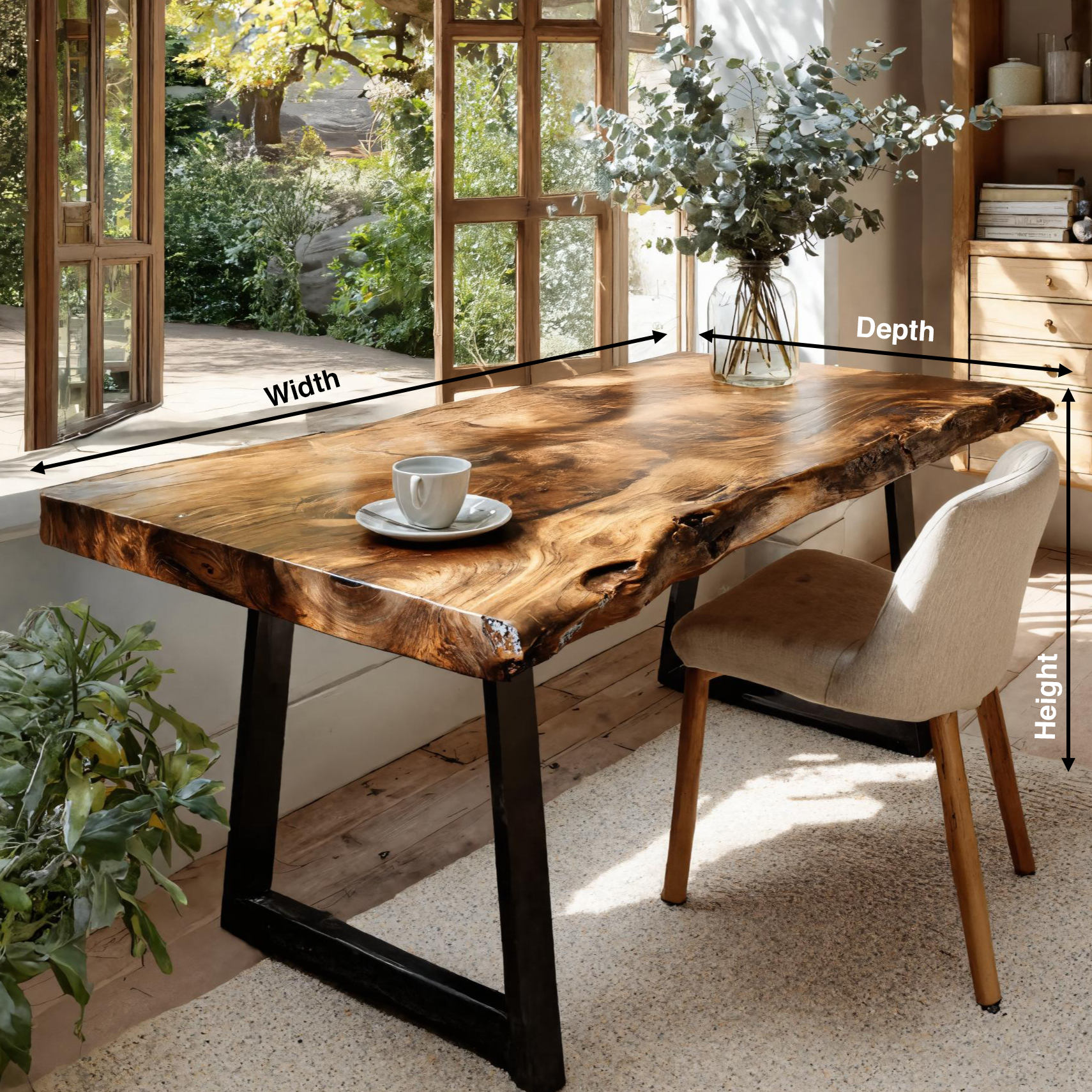Modern Live Edge Wooden Desk With Metal Legs For Home Office Or Studio SITHTTDE033