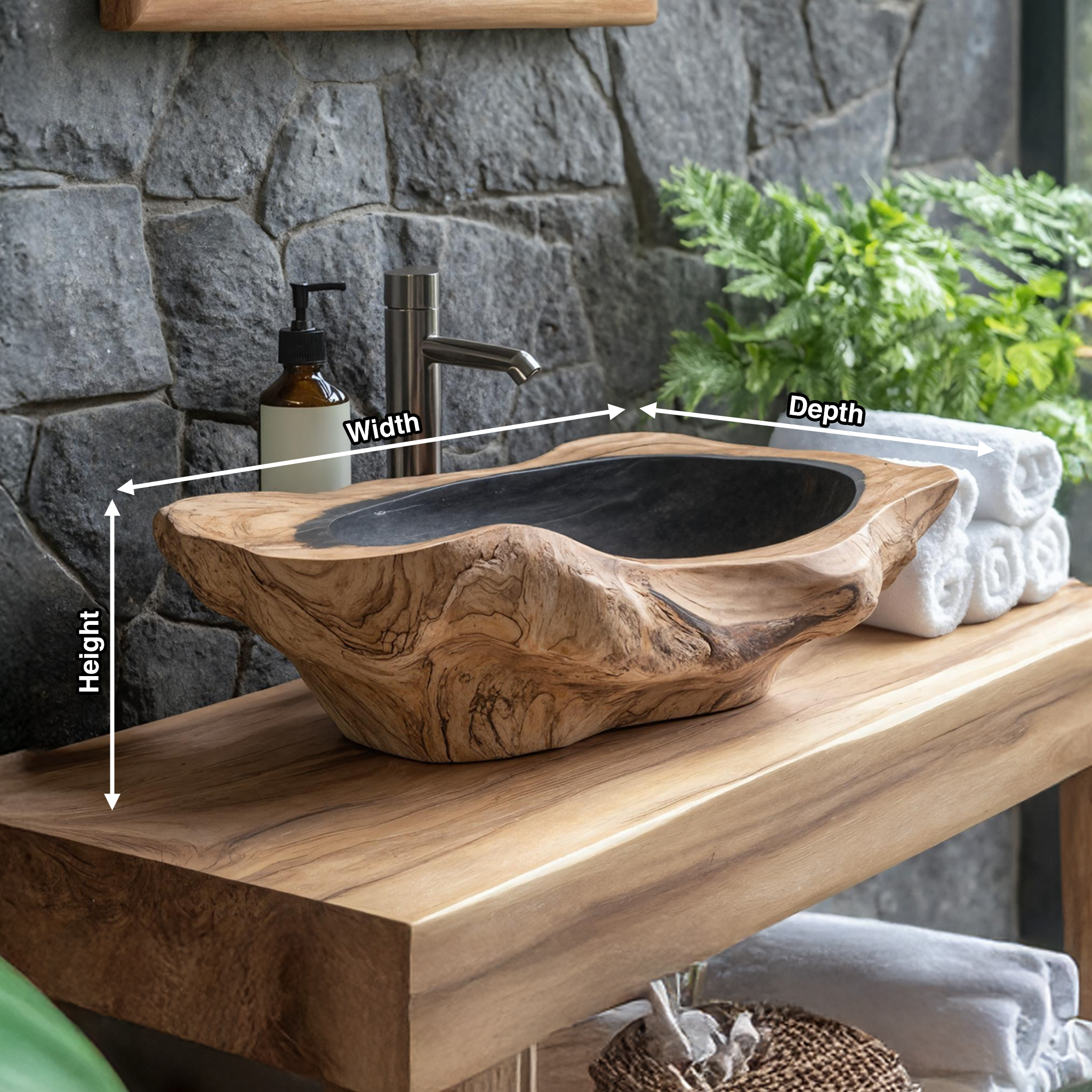 Handcrafted Solid Wood Sink For Bathroom Design Upgrade SILDTTNVS016