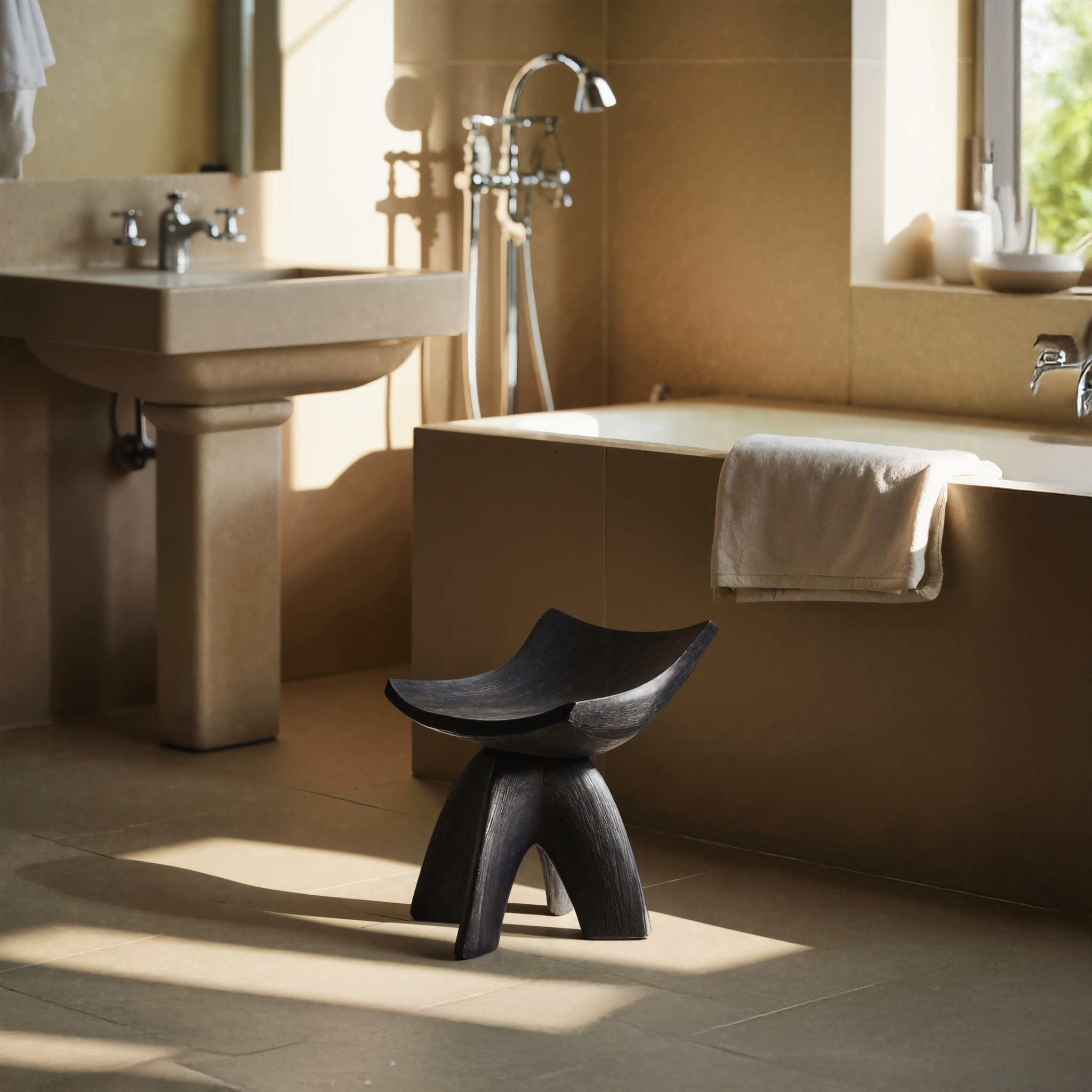 Rustic Shower Stool For Vintage Bathroom Aesthetic SILDTTRSB007