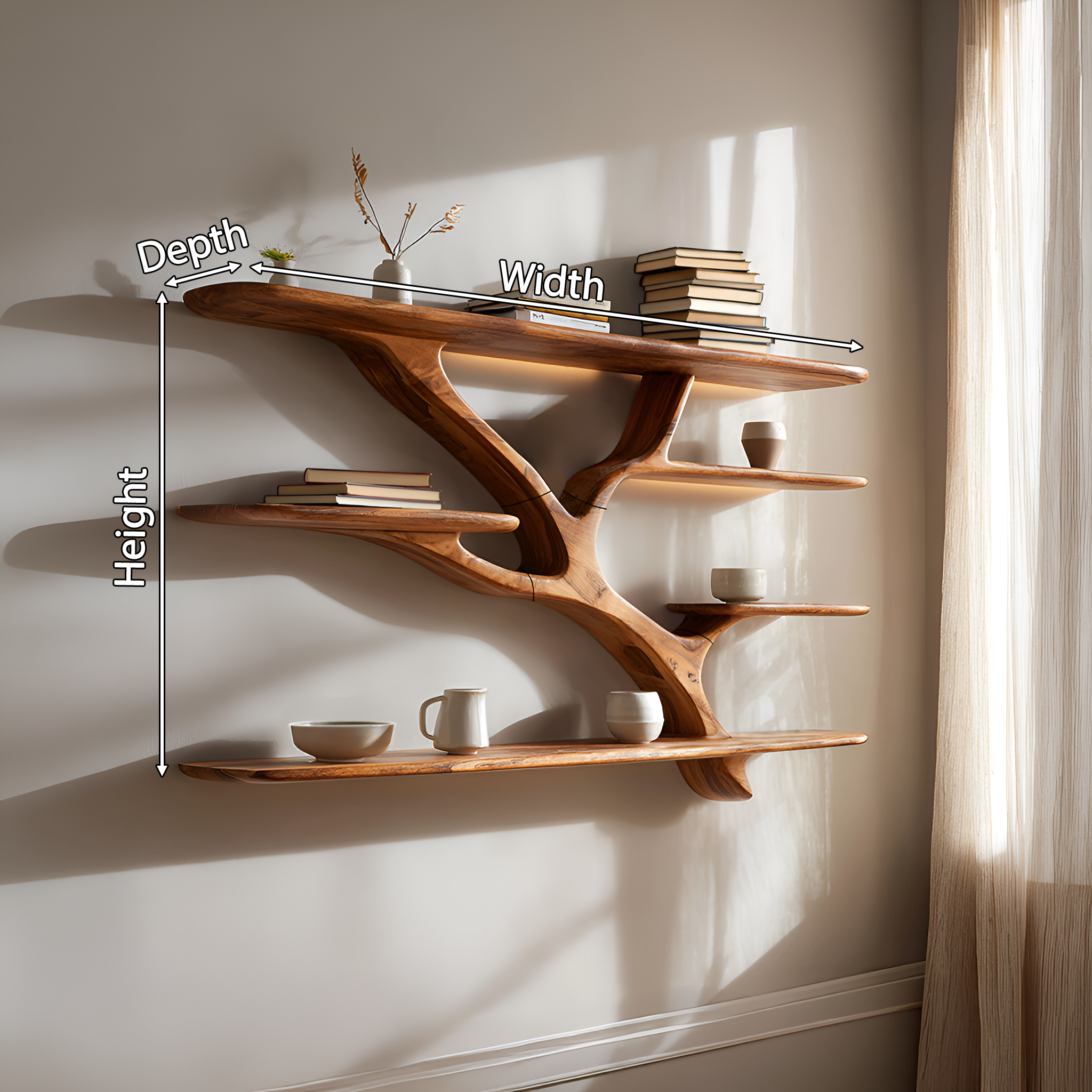 Industrial Floating Wooden Shelving Unit For Bedroom Organizer SILDTTRWMS023